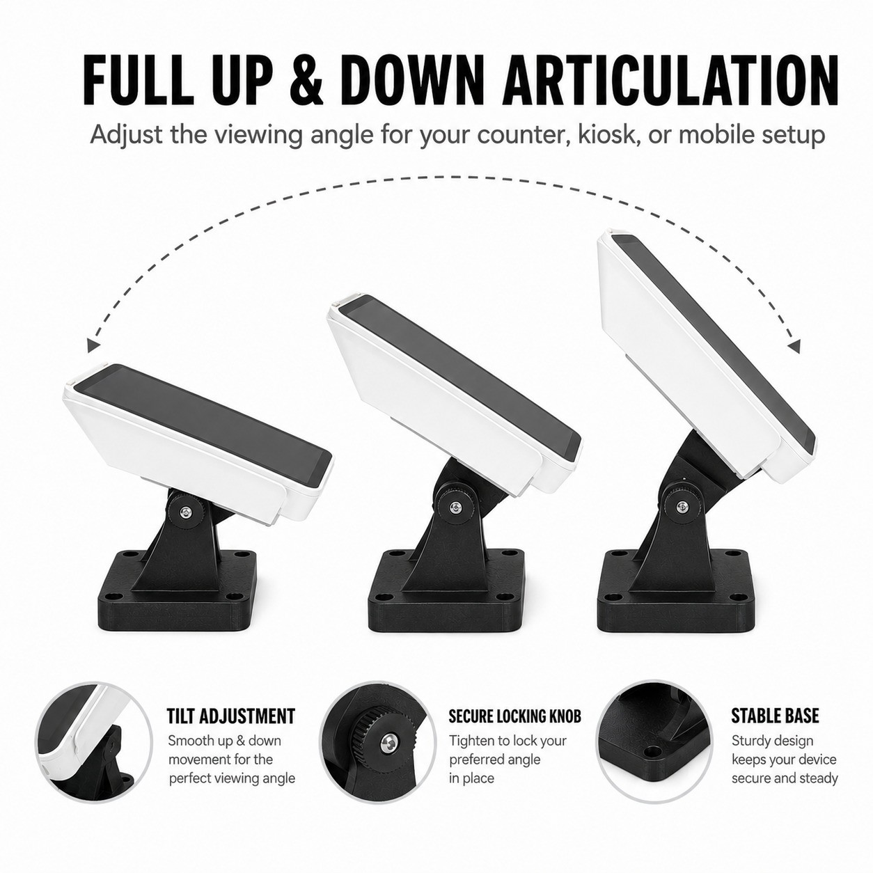 Angled Base Stand Holder for Square Terminal Mobile Credit Card Reader Suction