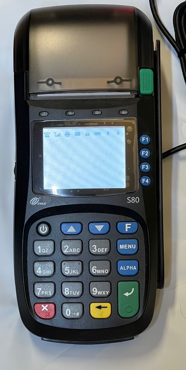 PAX S80 POS Credit Card Terminal Plus Accessories, NO Power Supply, (Missing)