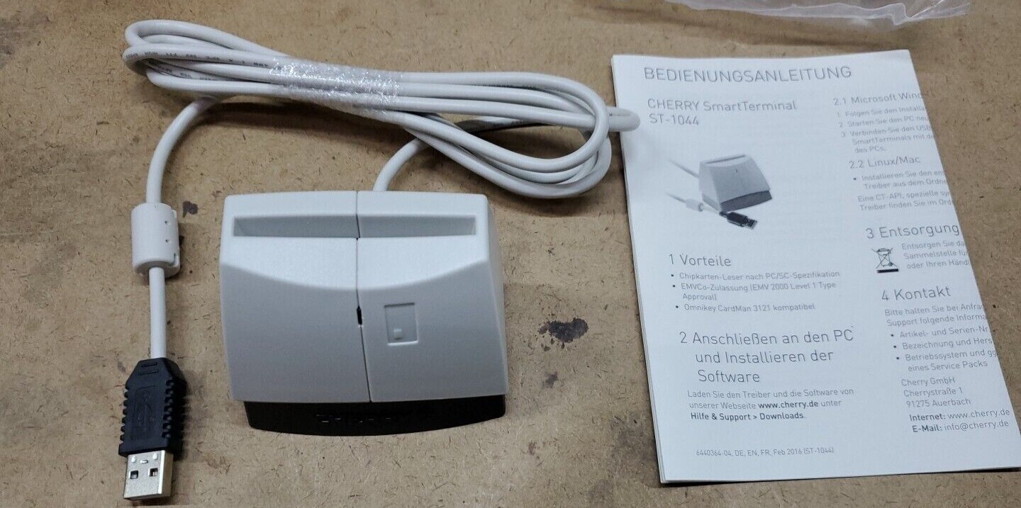 Cherry ST-1044UB USB Smart Card Reader, Made in Germany