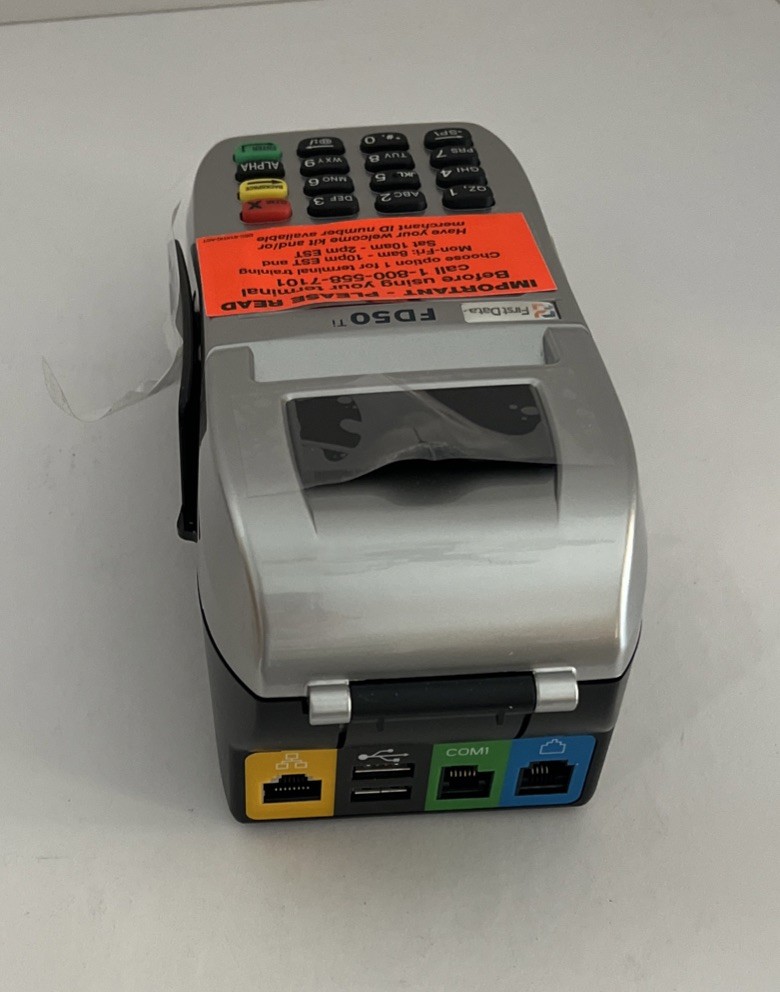 New Open Box First Data FD50 Ti Credit Card Reader Terminal With Pin Pad (F4)