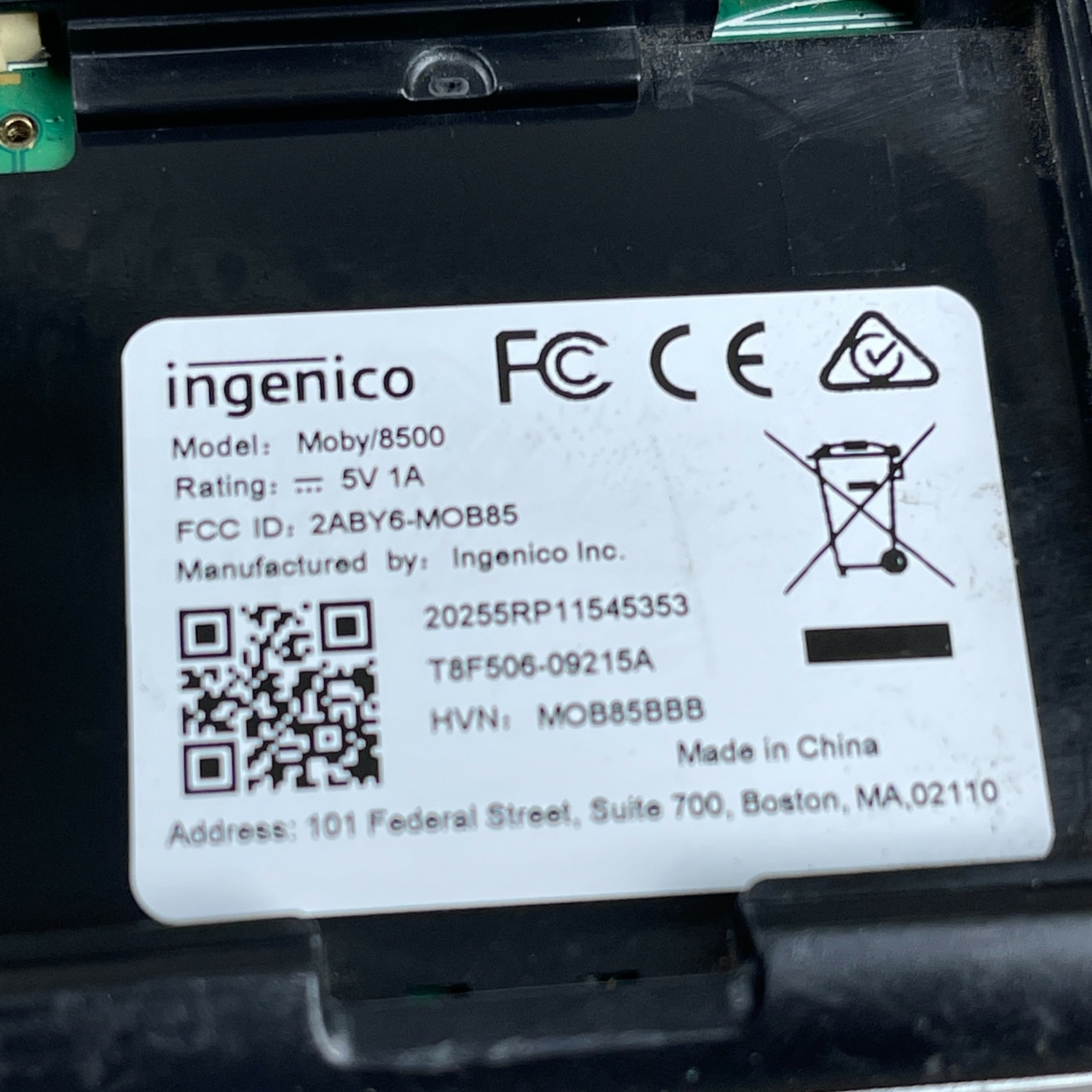 Ingenico Moby/8500 Black Next Gen Chip Swipe And Pin Mobile Card Reader