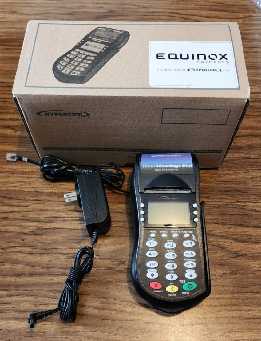 EQUINOX T4205 Dial Credit Card Terminal Payment System 010344-003R/ Power Supply