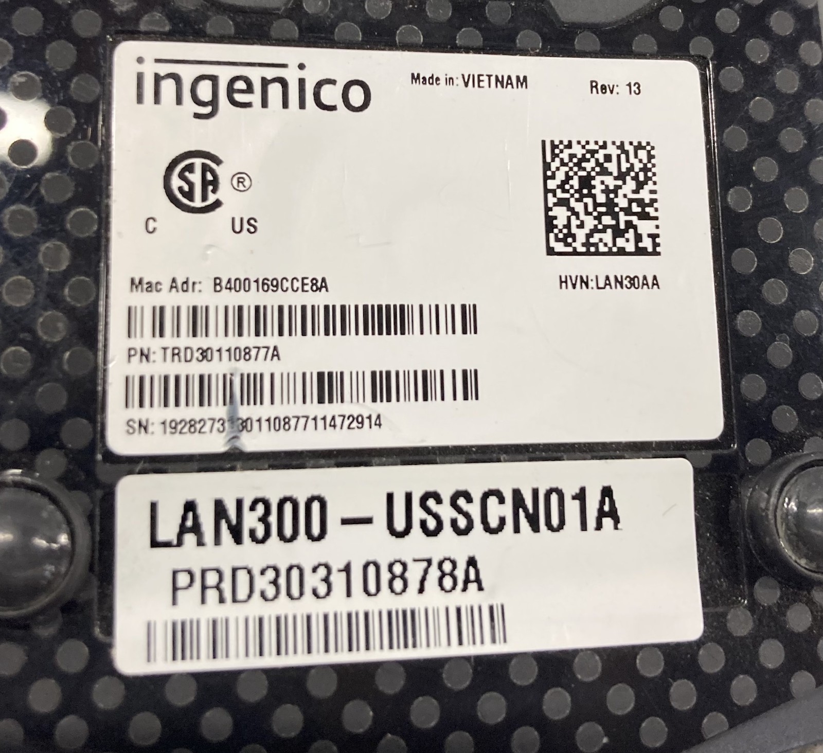 Ingenico Lane/3000 CL /Eth Card Reader TRD30110877A (Unit Only)