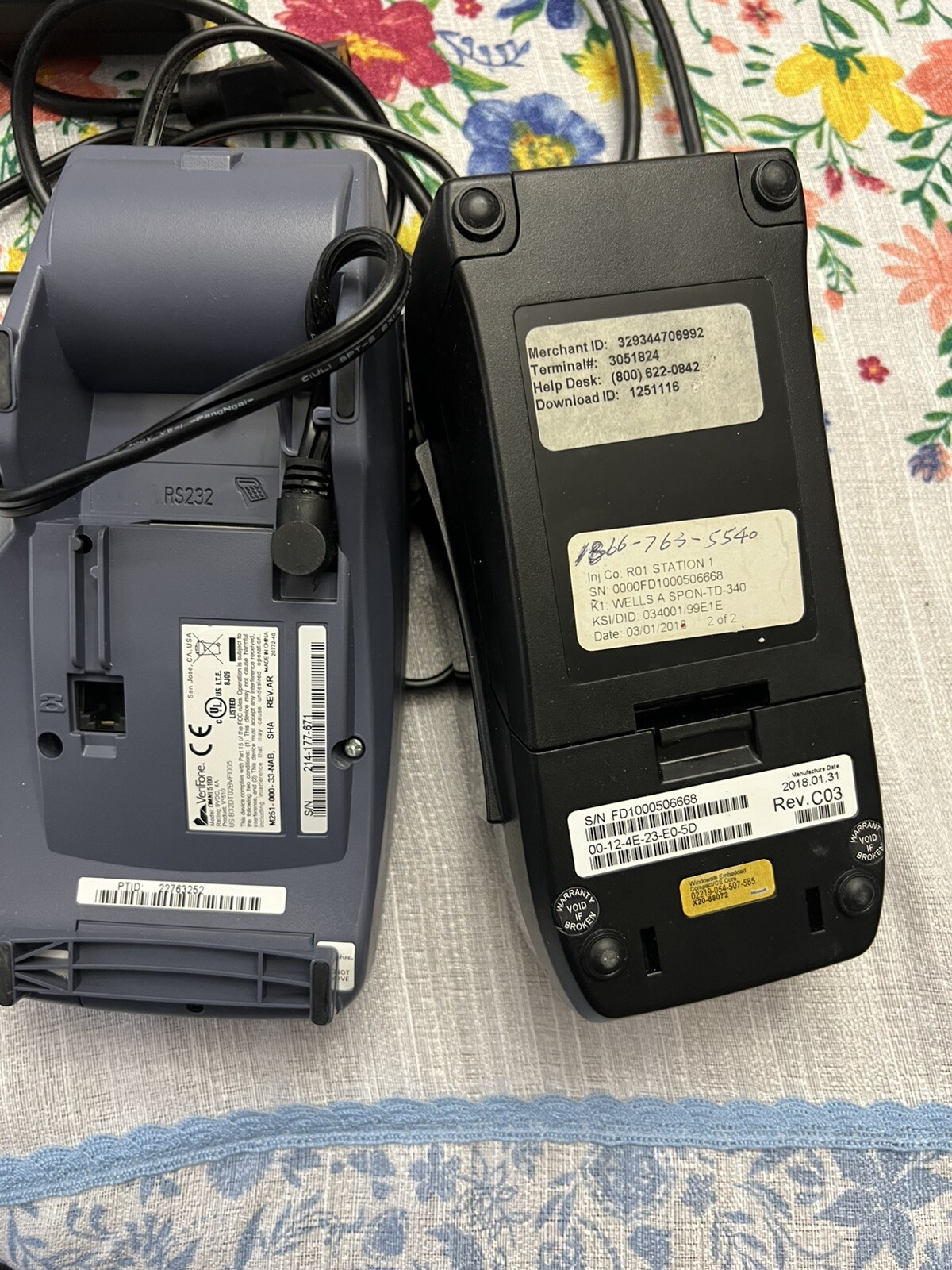 First Data FD130 EMV CTLS Credit Card Terminal No Power Cord And Verifone Vx510