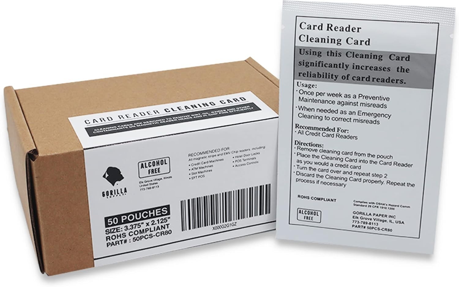 Easy-to-Use Dual-Sided 50 Pack Cleaning Cards for POS Terminals – Alcohol-Free