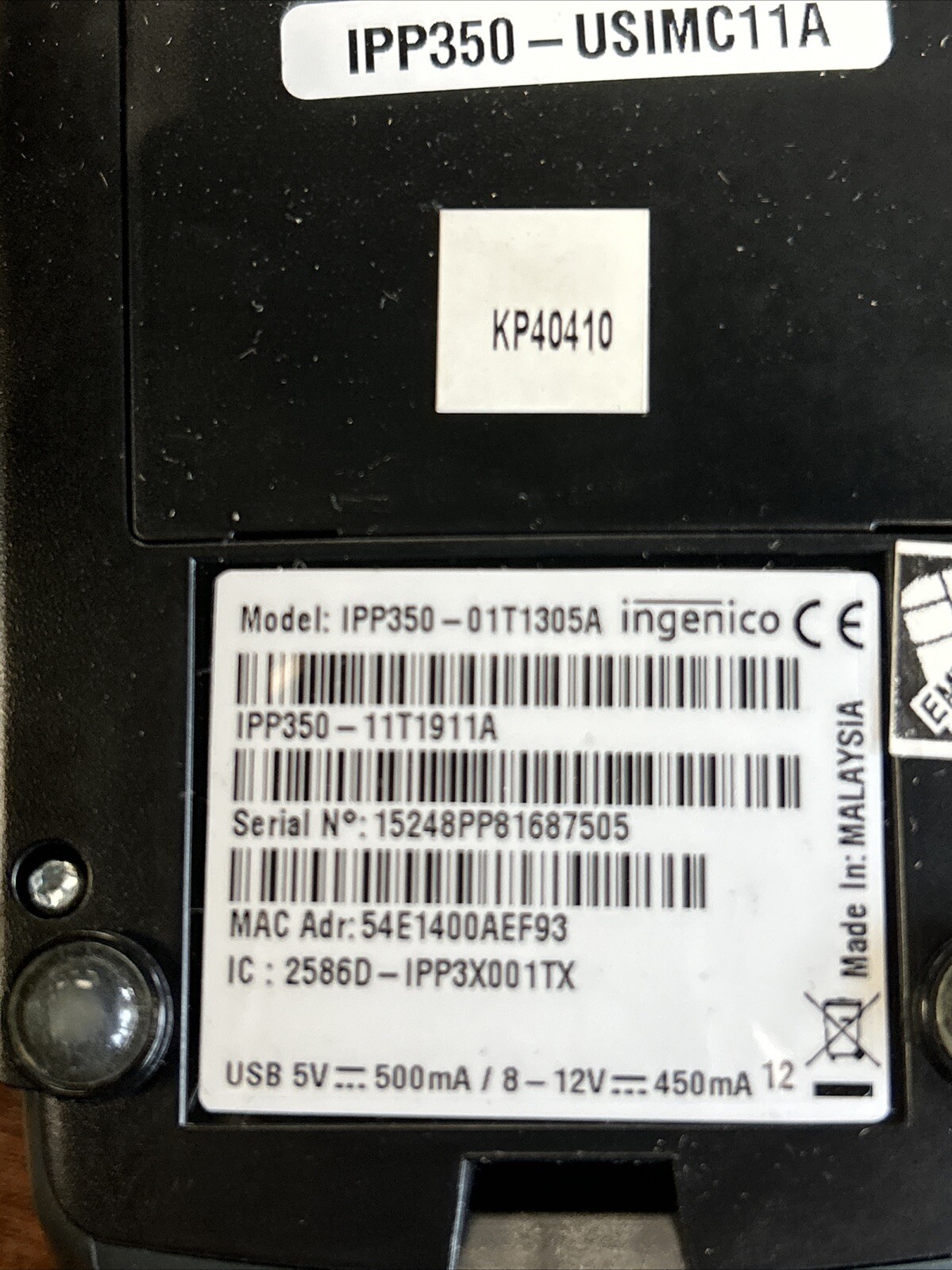 Ingenico iPP350 POS Credit Card Payment Terminal