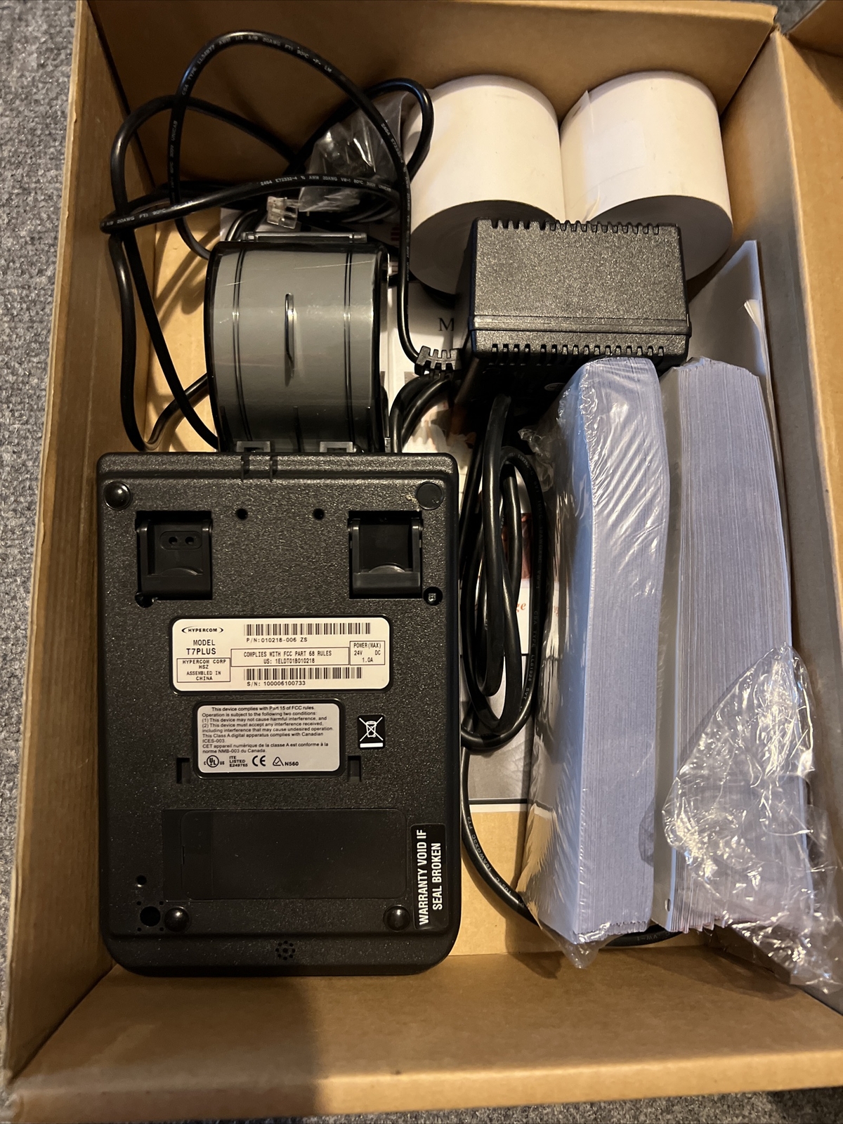 Hypercom T7Plus Credit Card Machine Reader ~ With Power Adapter & Cord ~