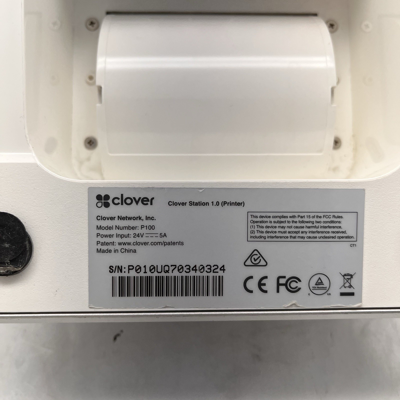 Clover Station 1.0 Receipt Printer P100 With Original AC Adapter Sold As Is J1