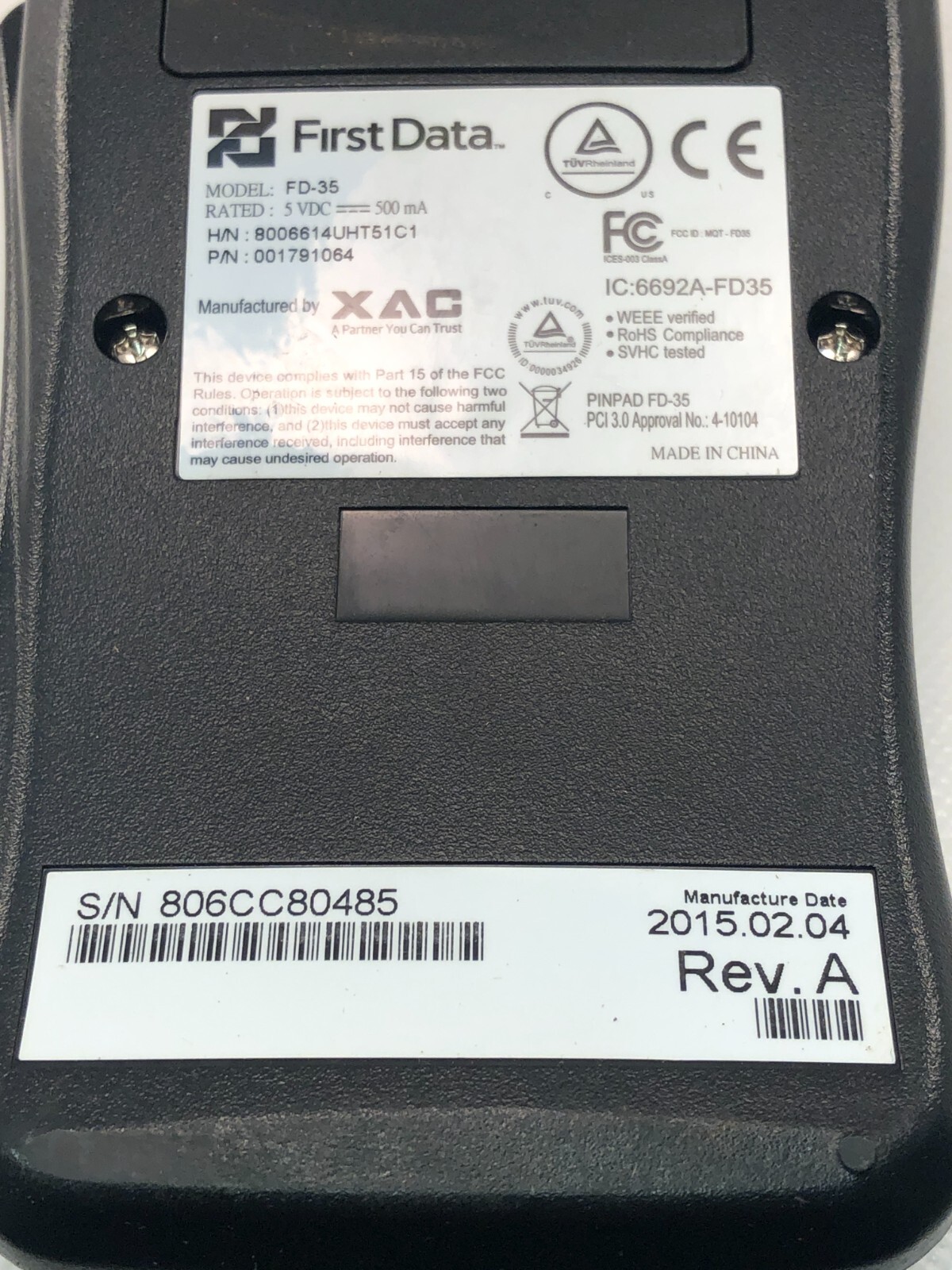 First Data FD35 PIN pad EMV / ApplePay