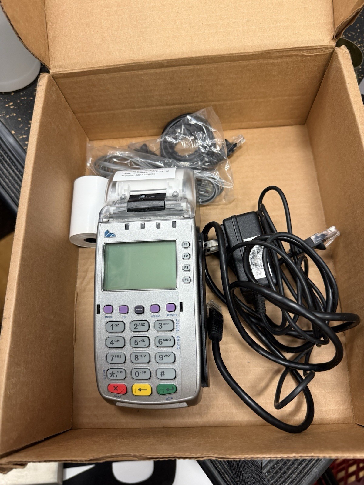 Verifone VX 520 Credit Card Terminal Silver Plastic Dial/Eth/CTLS Untested As Is