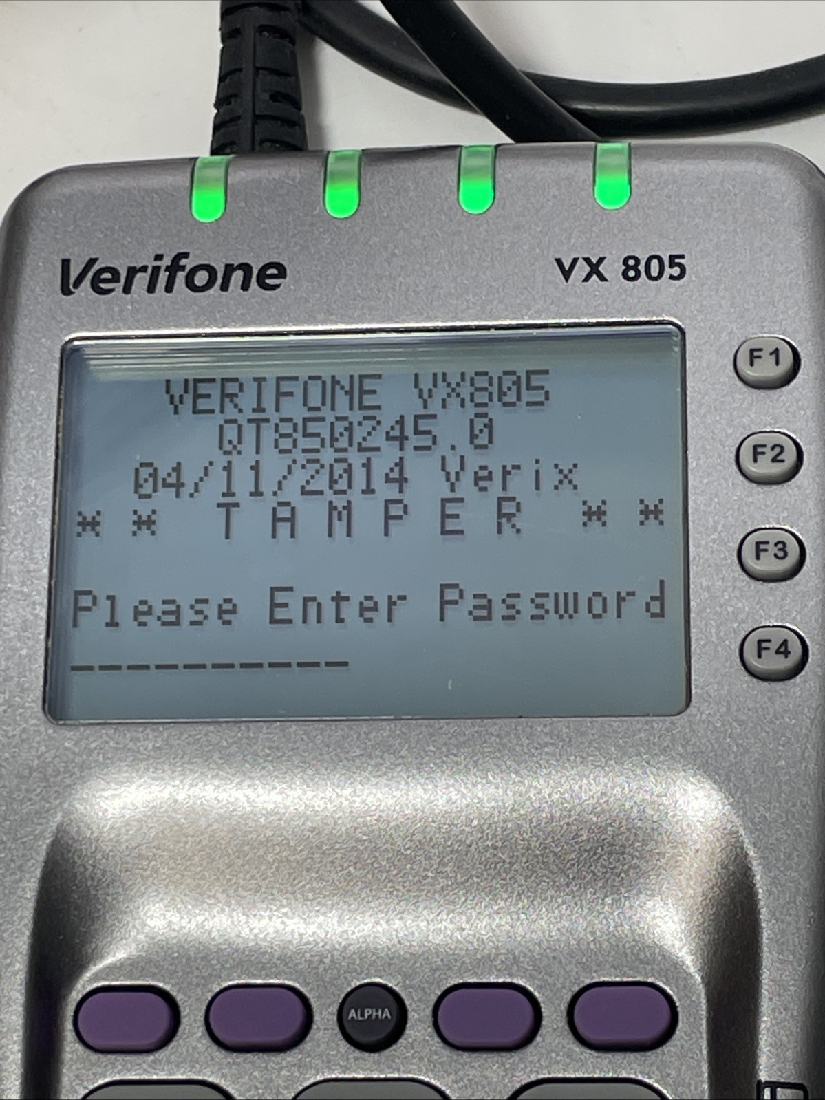 VeriFone VX805 CTLS Pin Pad Tamper Chip/Card Reader W/ Power Cord Untested Read