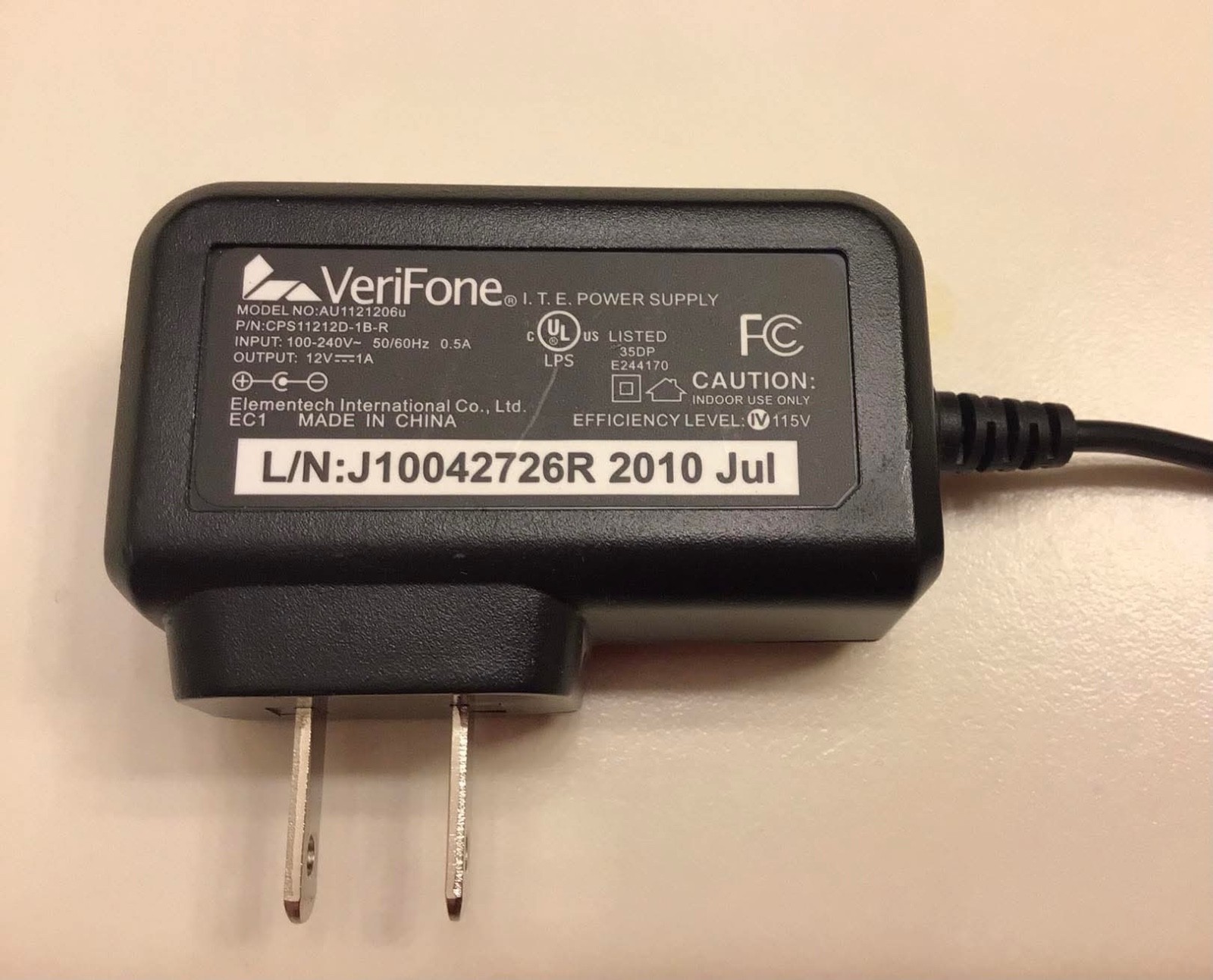 VeriFone 12V Power Supply, MX915 MX925, CPS11212-1C-R, Model AU1121206u ✨used✨