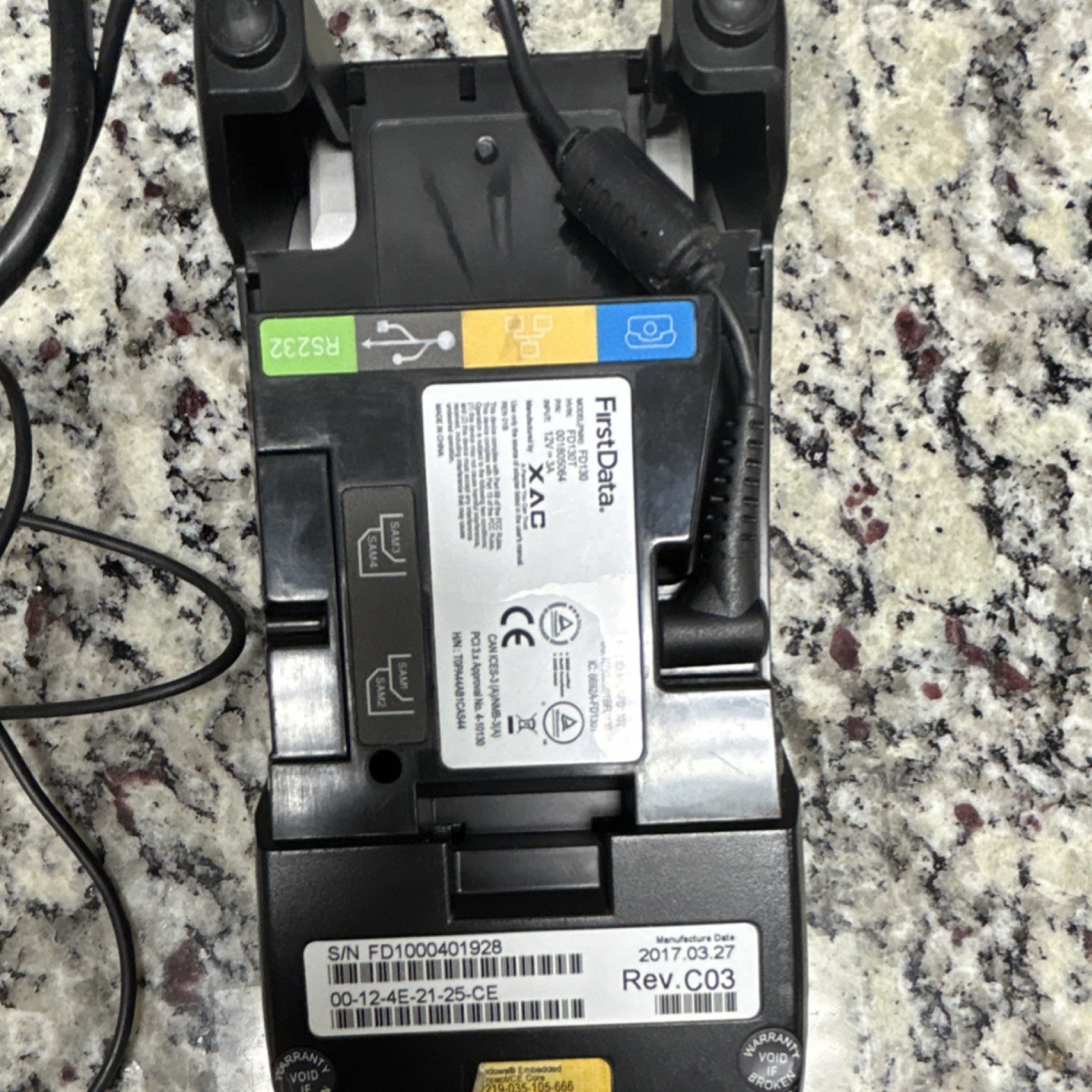 First Data FD130 Wired Credit Card Terminal with Power Adapter Series FD130