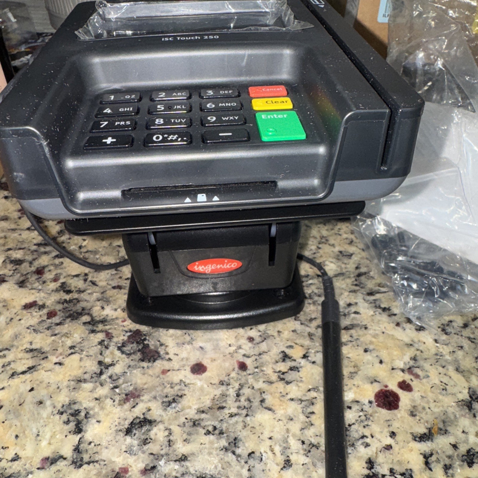 NEW OPEN BOX Ingenico ISC Touch 250 Payment Terminal – with swivel stand