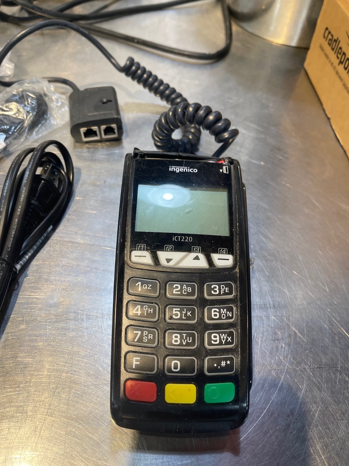 Ingenico ICT220 Credit Card Terminal w/ EMV Chip Reader & RS232 US Power Adapter