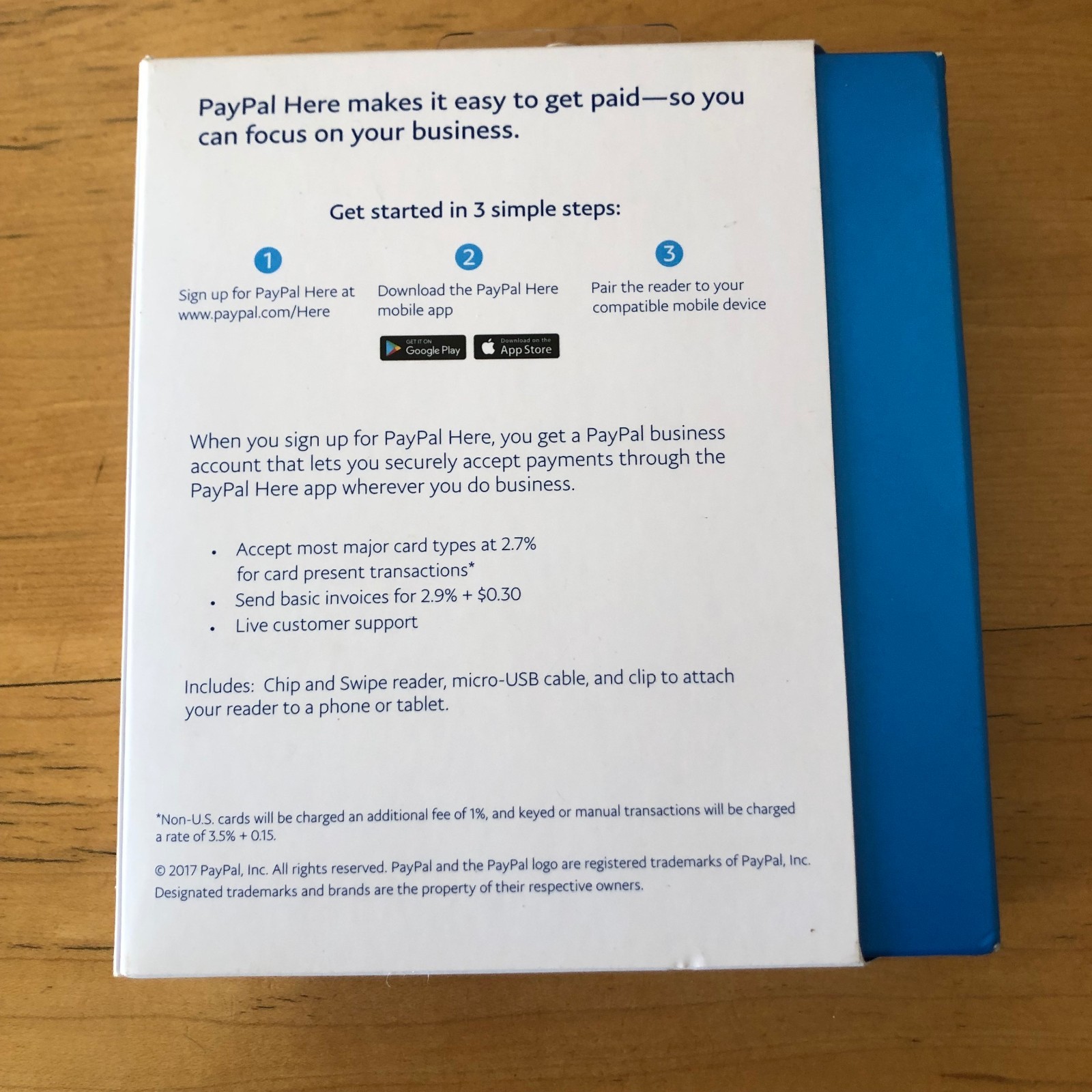 PayPal HERE Chip and Swipe Reader, PCSUSDCRT, Black Brand New in Box Free Ship