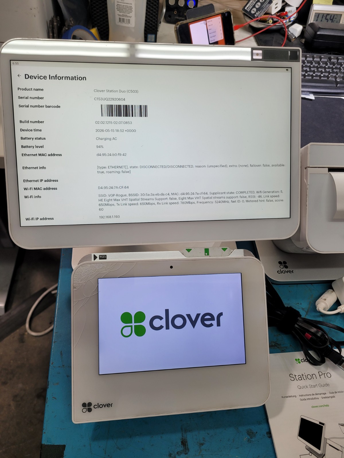 Clover Station Pro w/Display-S503 Terminal-C503 Printer-P501 Hub-H500 (Unlocked)