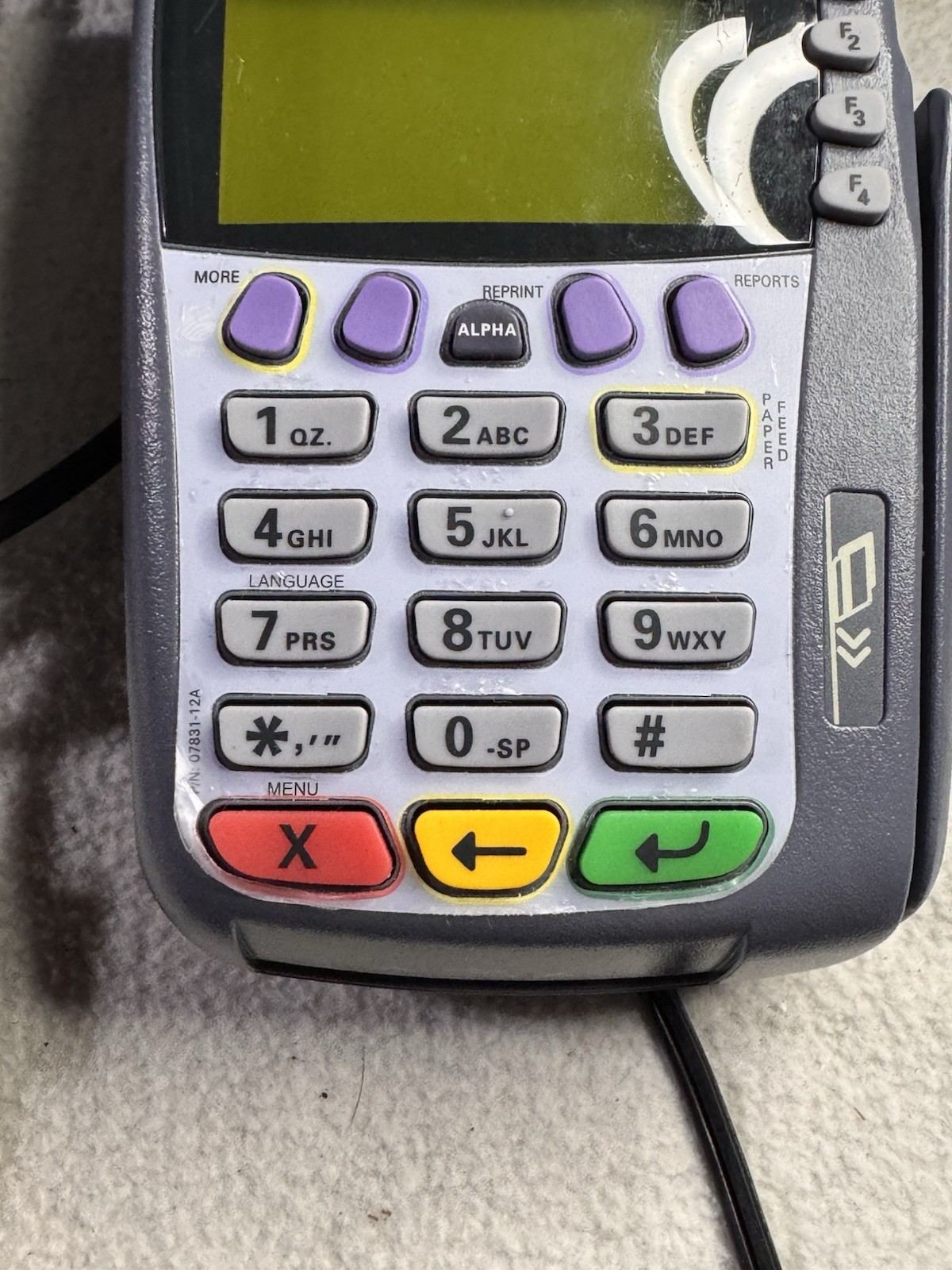 Verifone Omni 3750 Gray & Blue Wired Digital POS W/ Ethernet Cable + Paper Roll