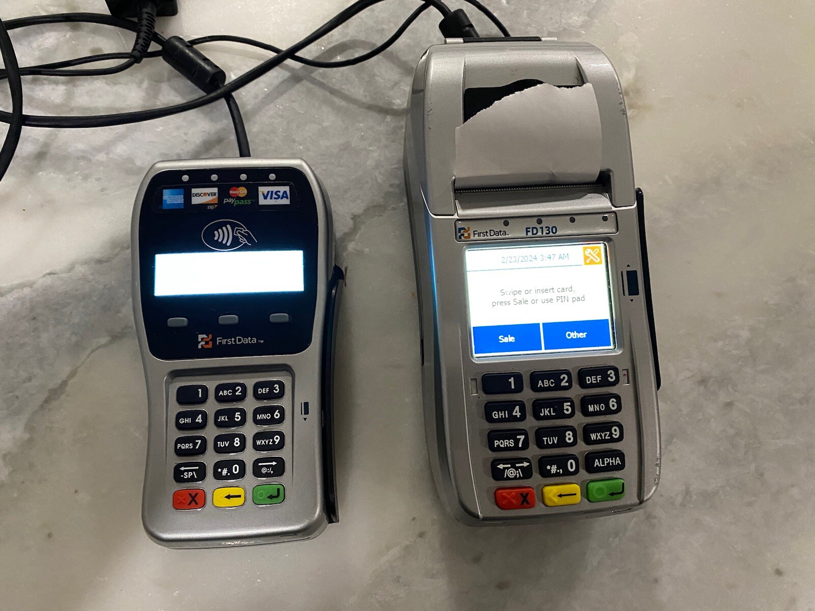 FIRST DATA FD-130 AND RP10 CREDIT CARD TERMINAL PIN PAD BUNDLE -FREE SHIPPING!