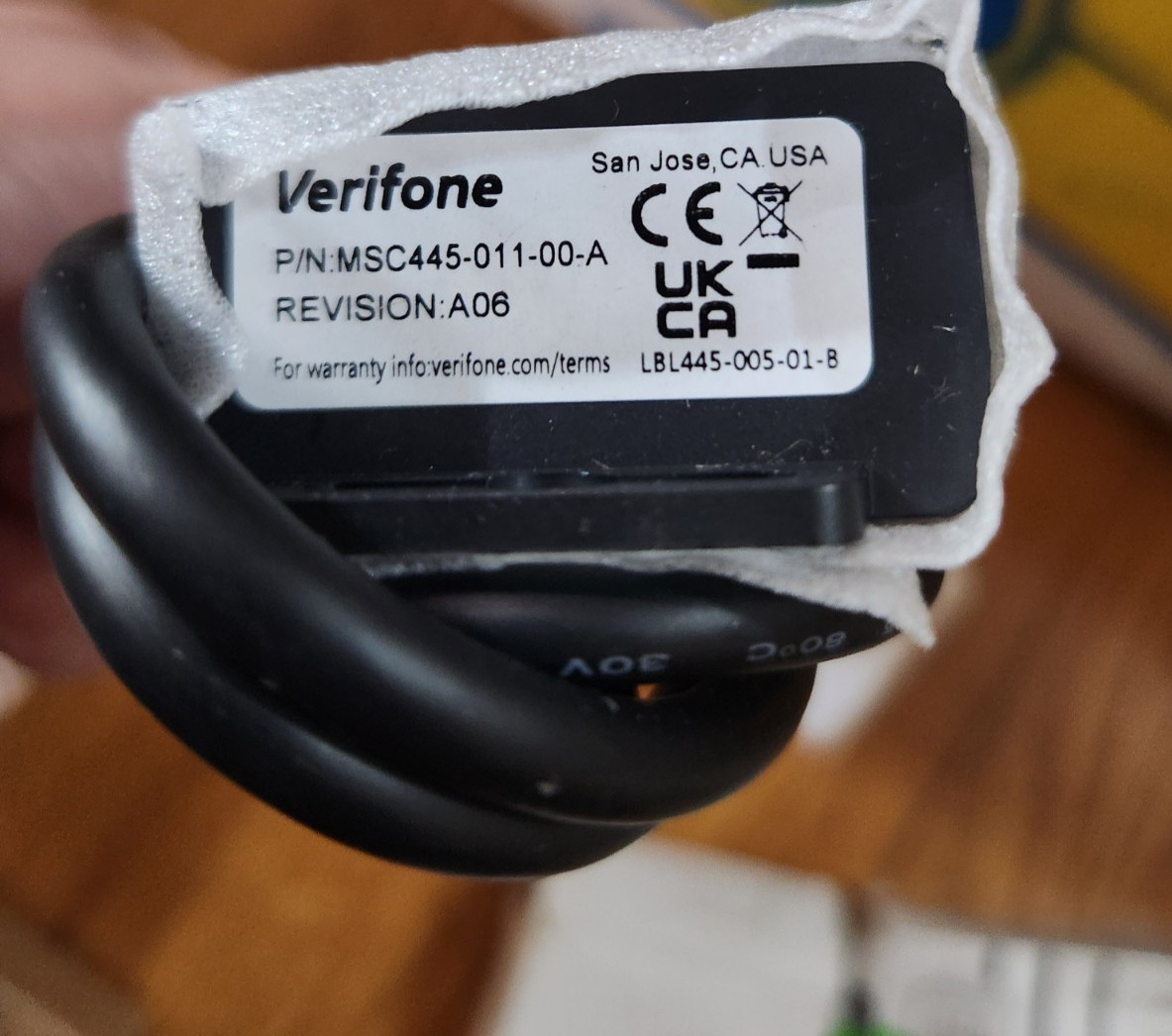 Verifone MSC445-011-00-A Ice Cube Cable Rev A06 , black