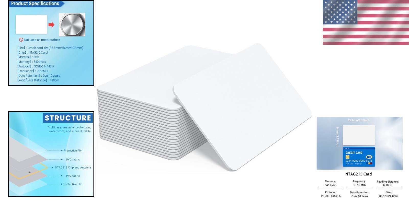 12-Pack NTAG215 NFC Cards – Printable, Reusable White Key Tags for NFC Devices