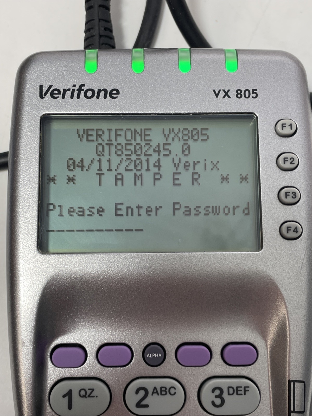 VeriFone VX805 CTLS Pin Pad Tamper Chip/Card Reader W/ Power Cord Untested Read