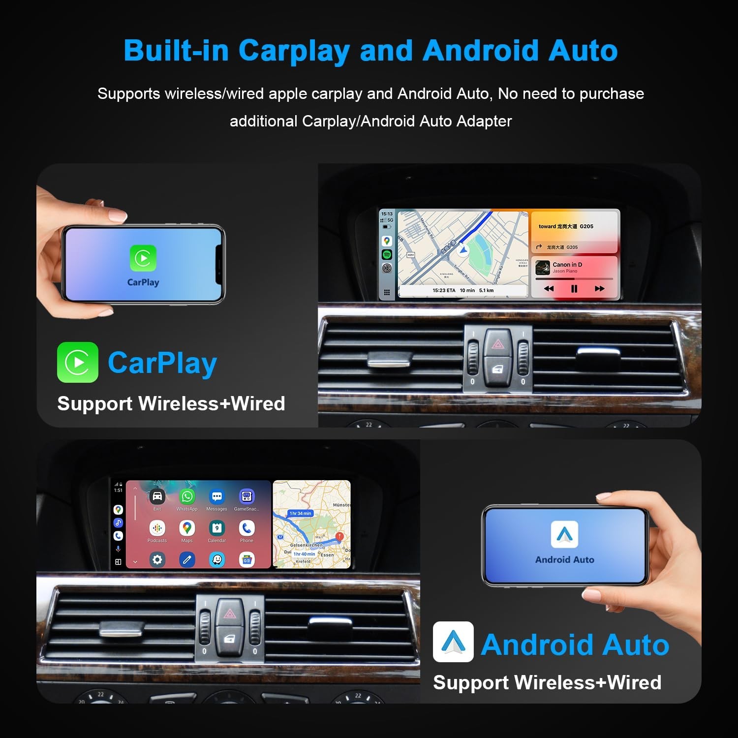 PEMP 8.8″ Linux Screen for BMW E60 E90 CCC Wired and Wireless CarPlay Retrofi…