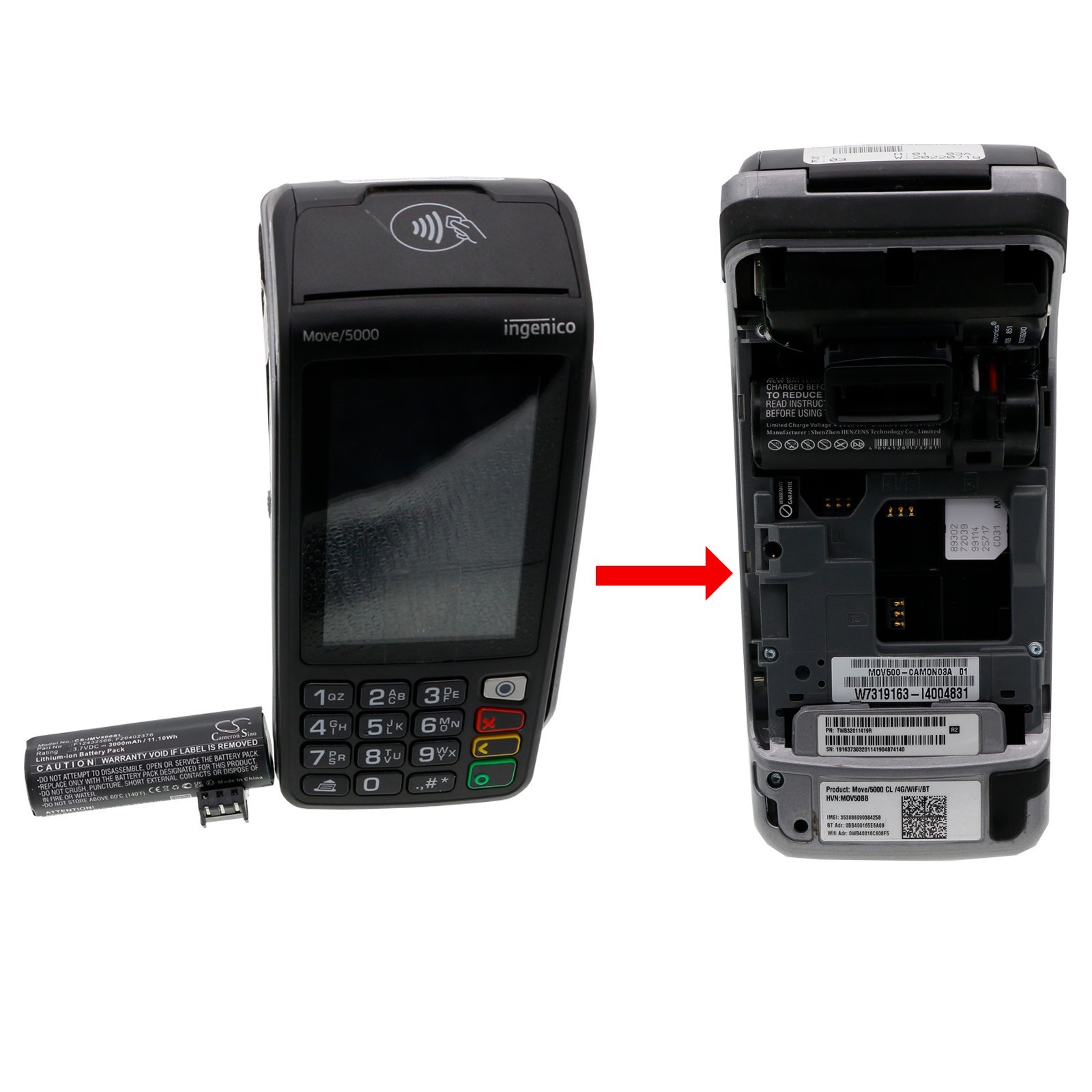 BATTERIE 3000mAh Type F26402376 PBI61726 For Ingenico Move 5000 5000s 5000F