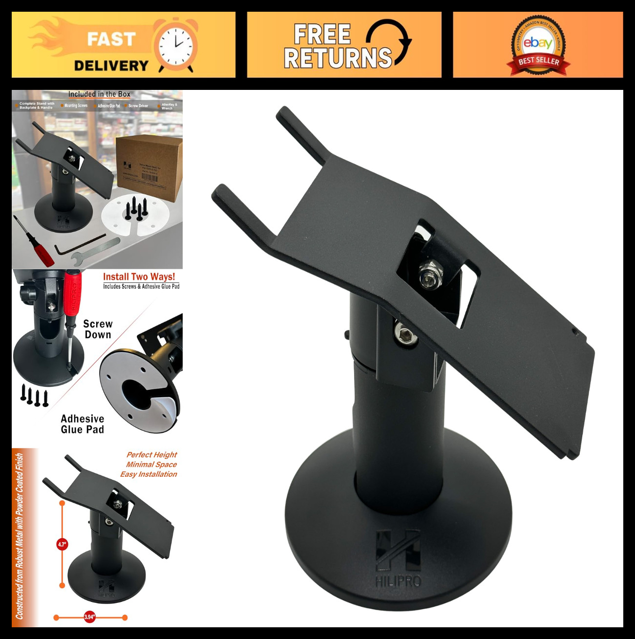 Swivel Stand for Credit Card Payment Machines – Desk Holder for POS Systems, Con