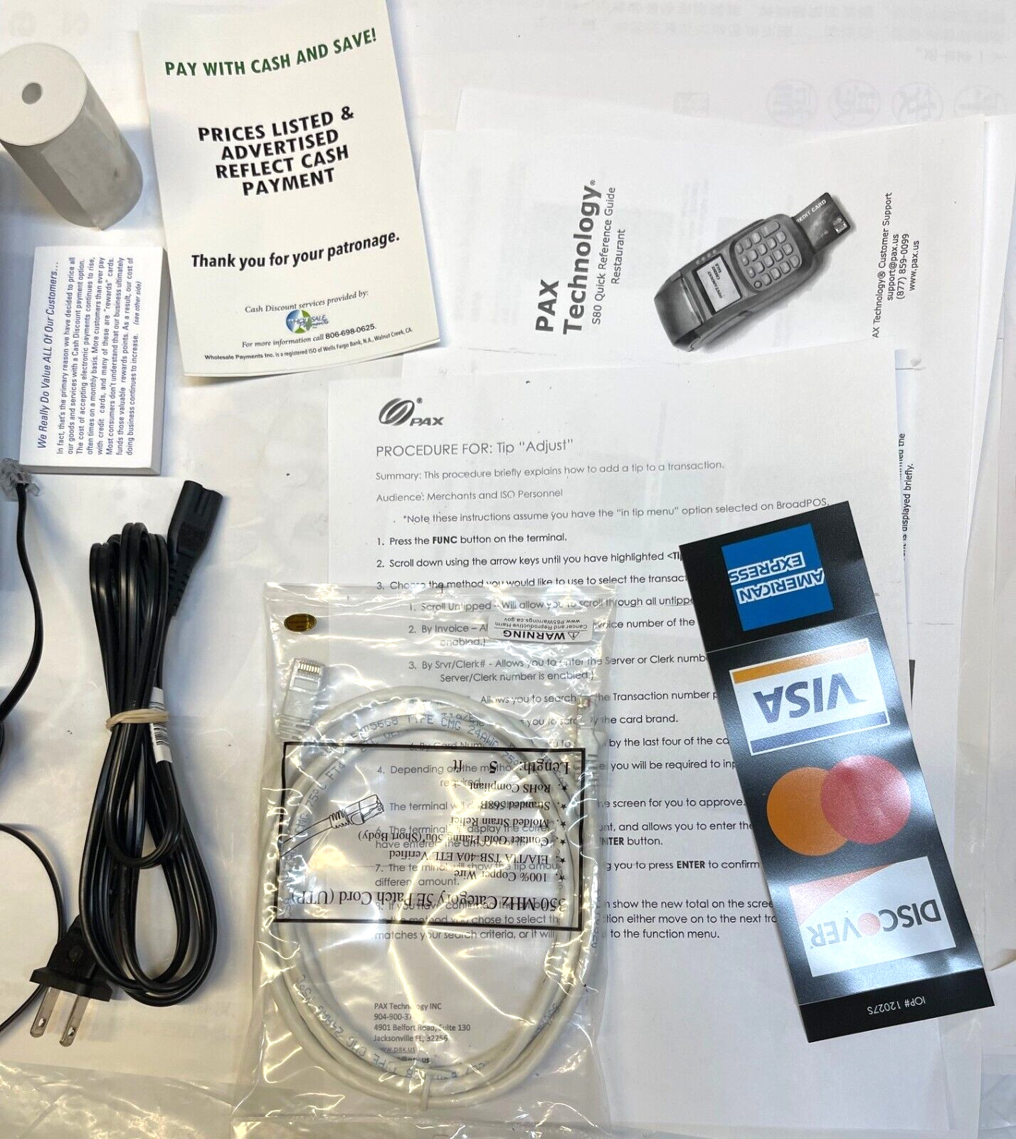PAX S80 POS Credit Card Terminal Plus Accessories, NO Power Supply, (Missing)