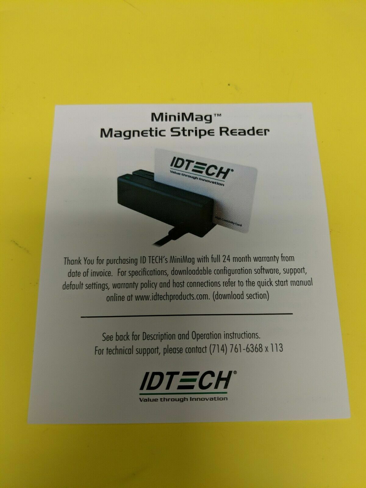 ID Tech MiniMag Magnetic Stripe Reader IDMB-334133-CS – Brand New