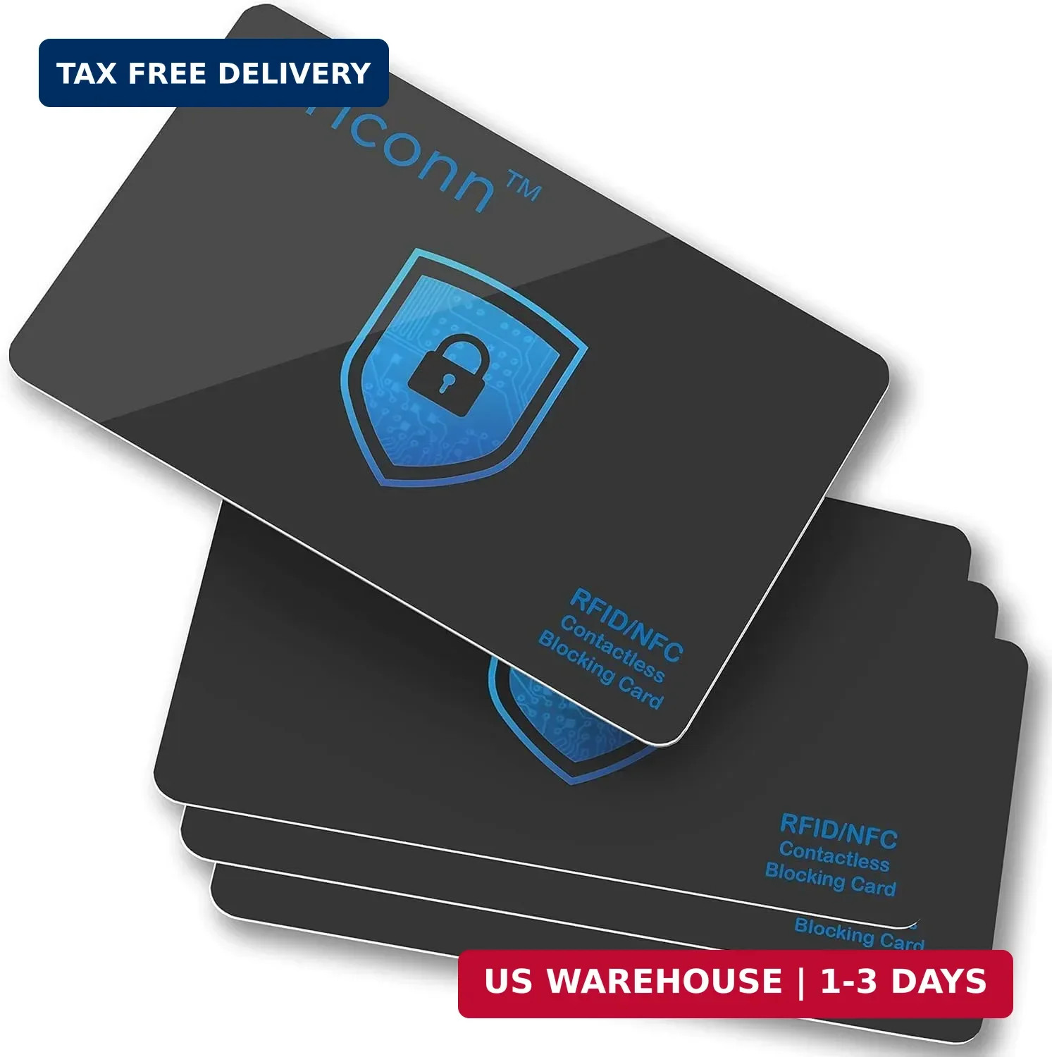 TICONN RFID Blocking Cards – 4 Pack, Premium Contactless NFC Debit Credit Card P