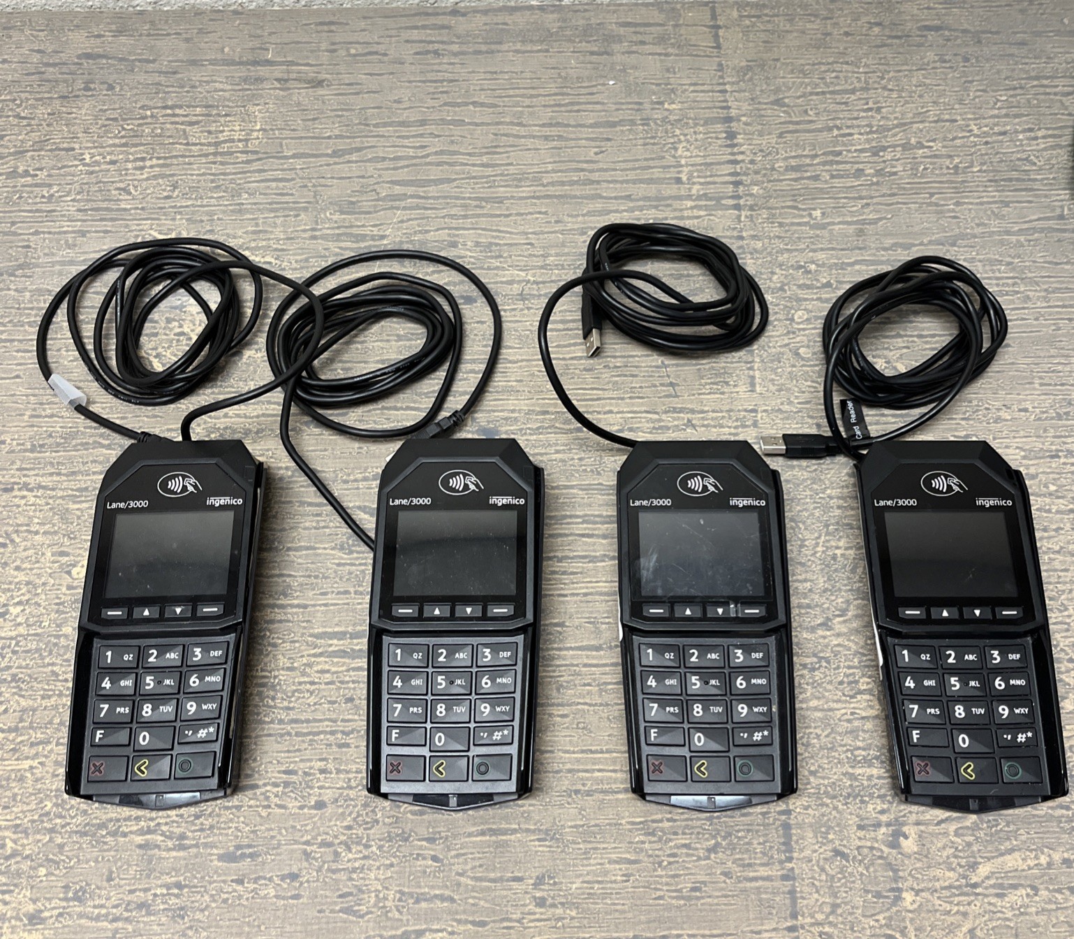 LOT OF 5- Ingenico Lane/3000 POS Credit Card Terminal LAN300-USPHX12A- Grade C