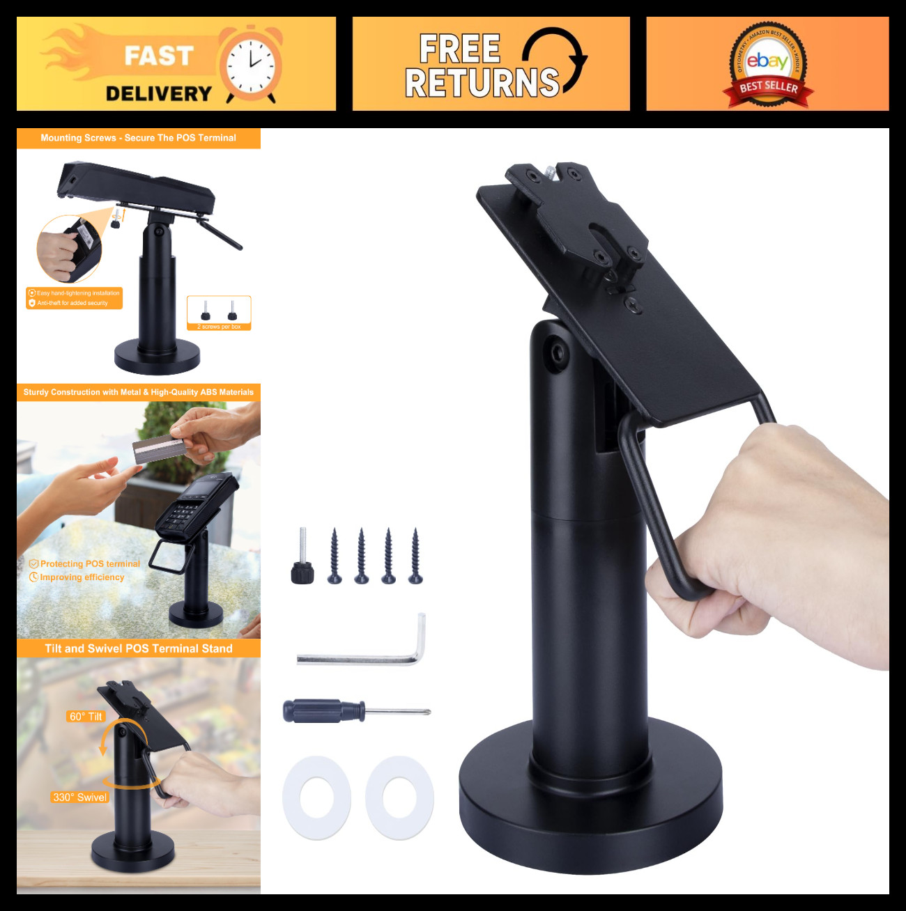 POS Terminal Stand for Ingenico Lane 3000 3600 7000 8000 – Adjustable Metal Hold