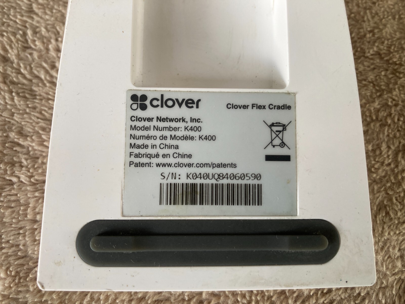 Lot of (3) Clover Flex K400 Charging Cradles Base plus Power Supply.