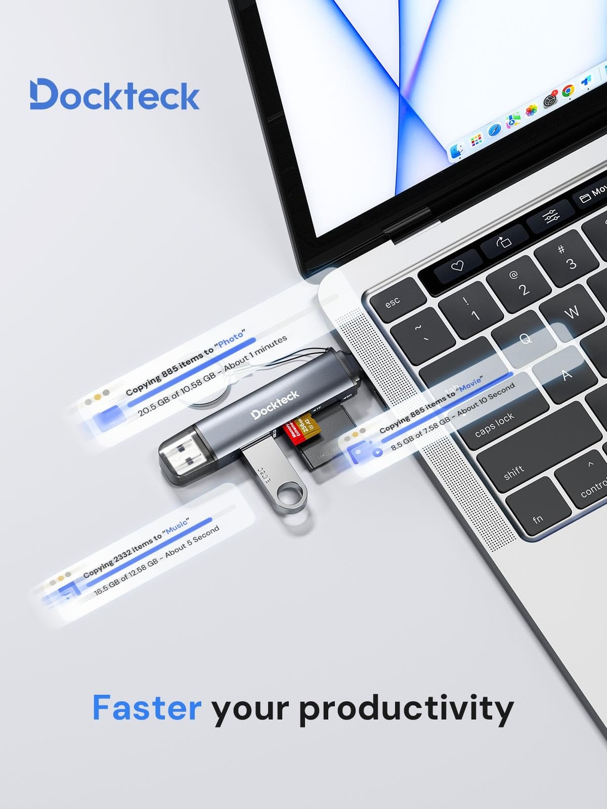 Dockteck SD Card Reader, 5G Super Speed USB3.0 SD/TF Card Reader, 3-Slot USB …