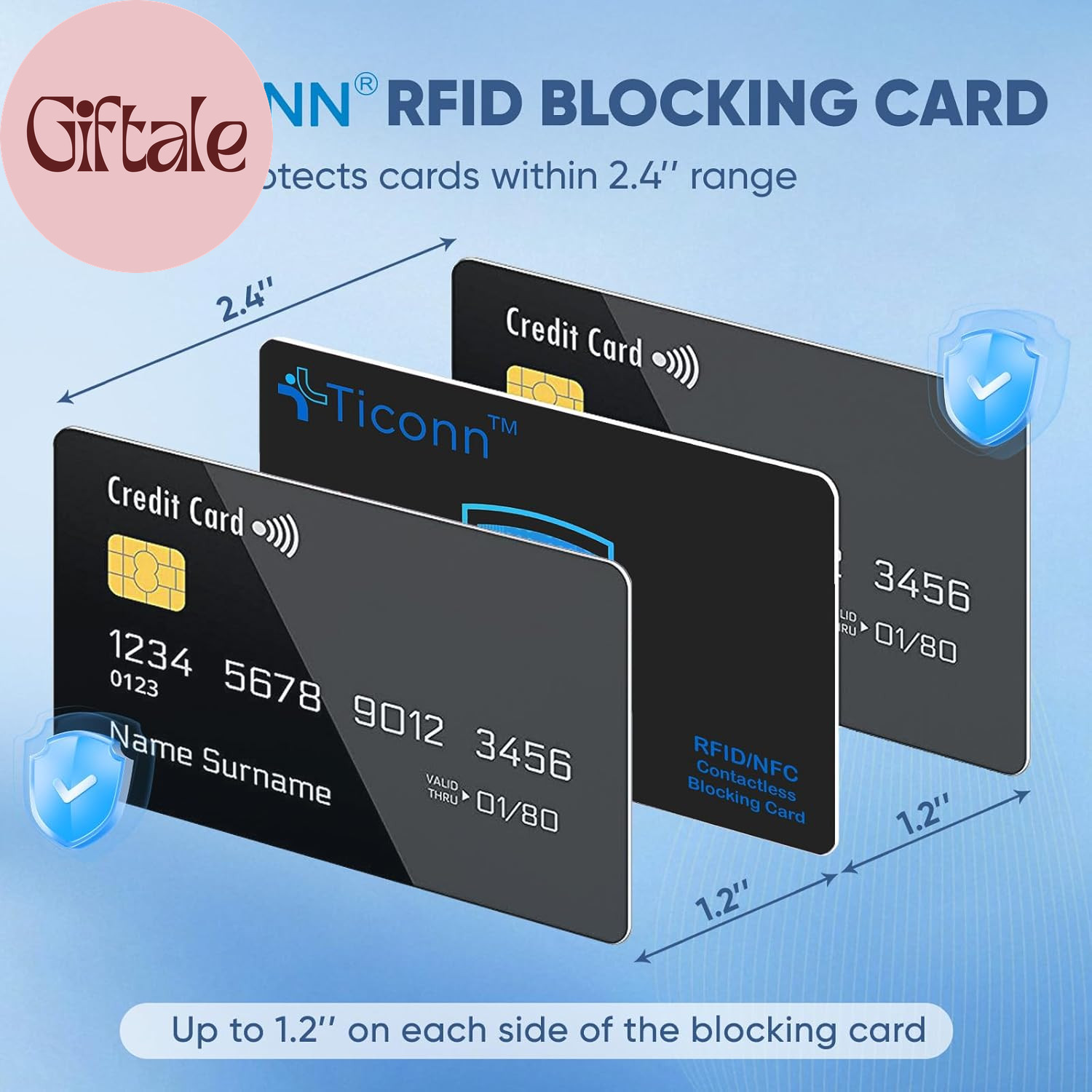RFID Blocking Cards – 2 Pack, Premium Contactless NFC Debit Credit Card Passport