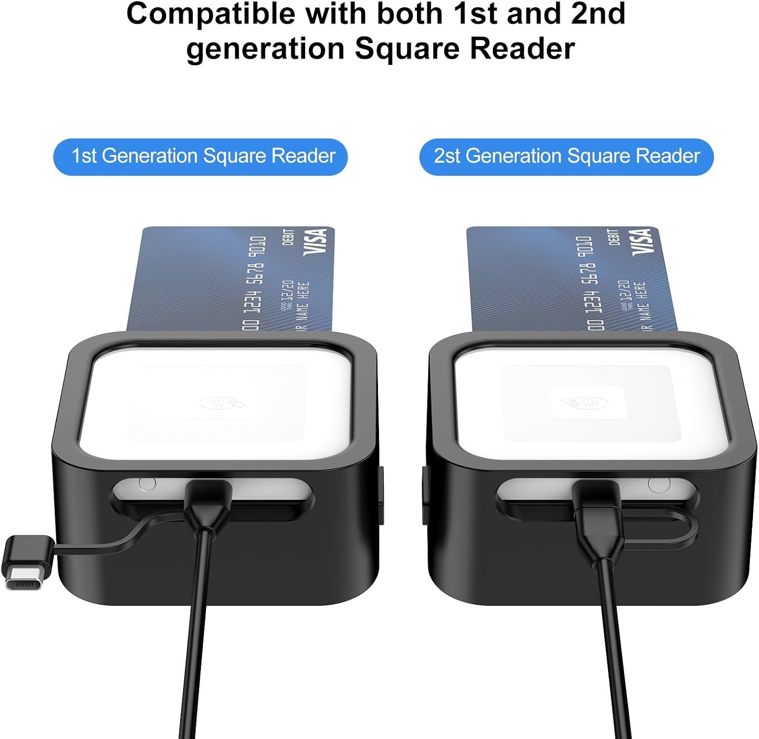 Portable Dock with Anti-Sleep Feature for Square Reader – Black, USB C Included