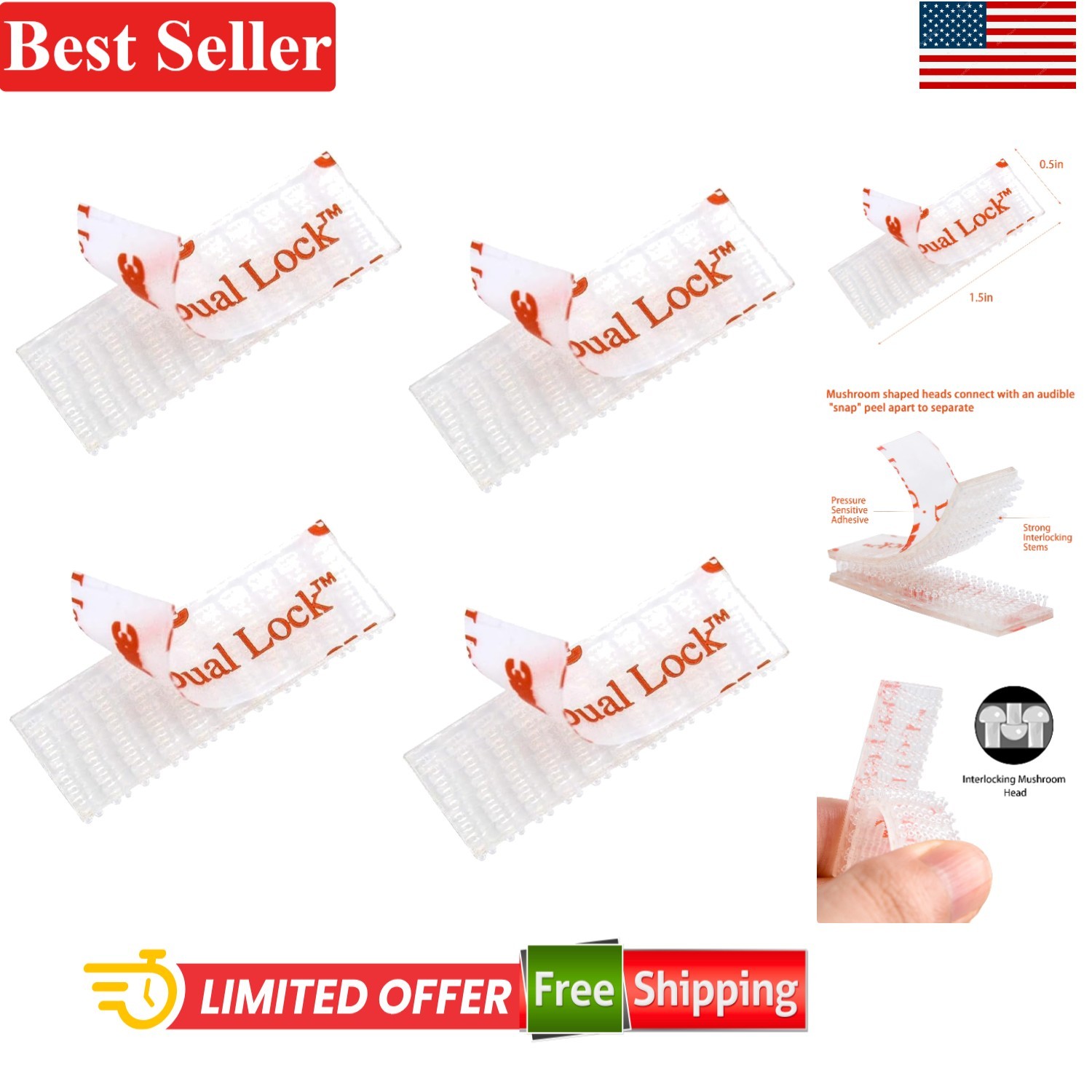 Toll Pass Mounting Kit 4 Pcs Adhesive Dual Lock Fastener Compatible With EZ P…