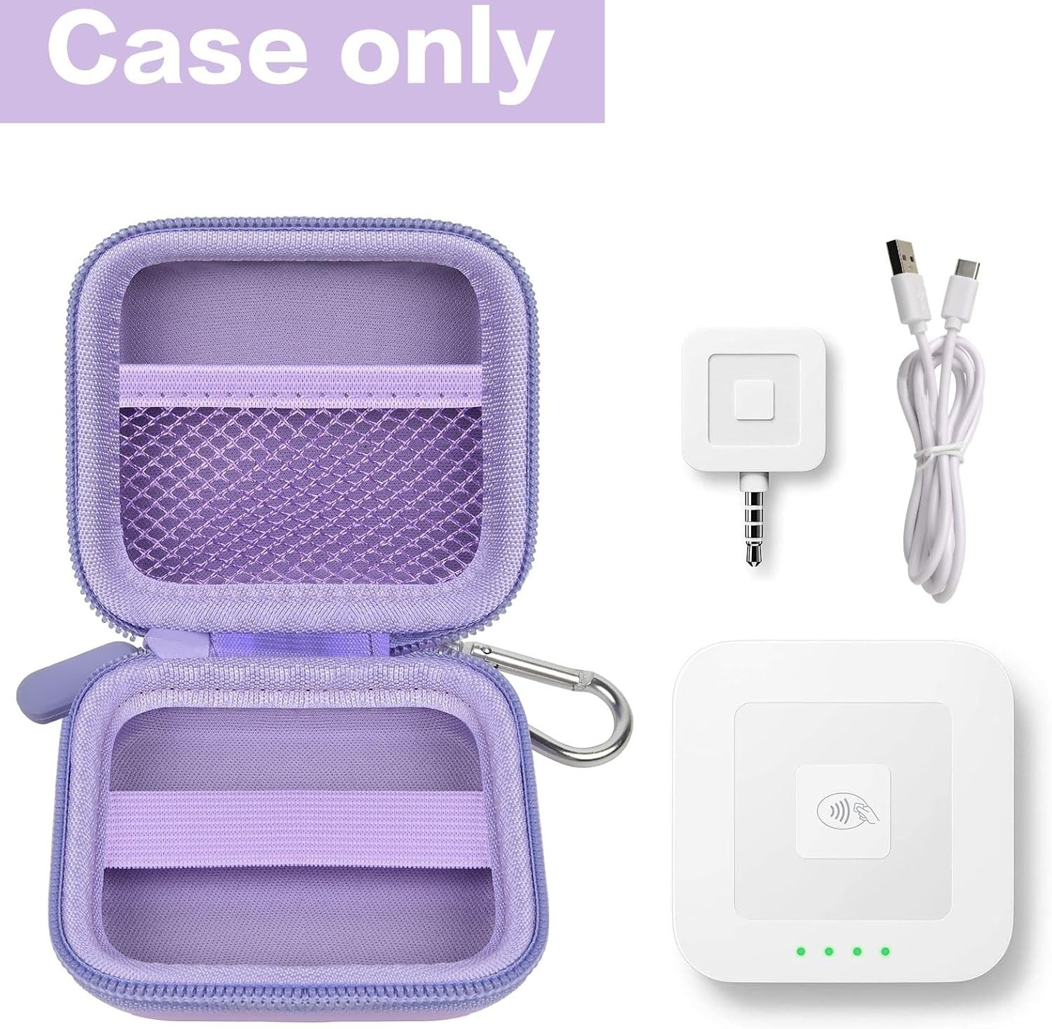 Durable Purple Card Reader Case with Carabiner for Square EMV Payment Solutions