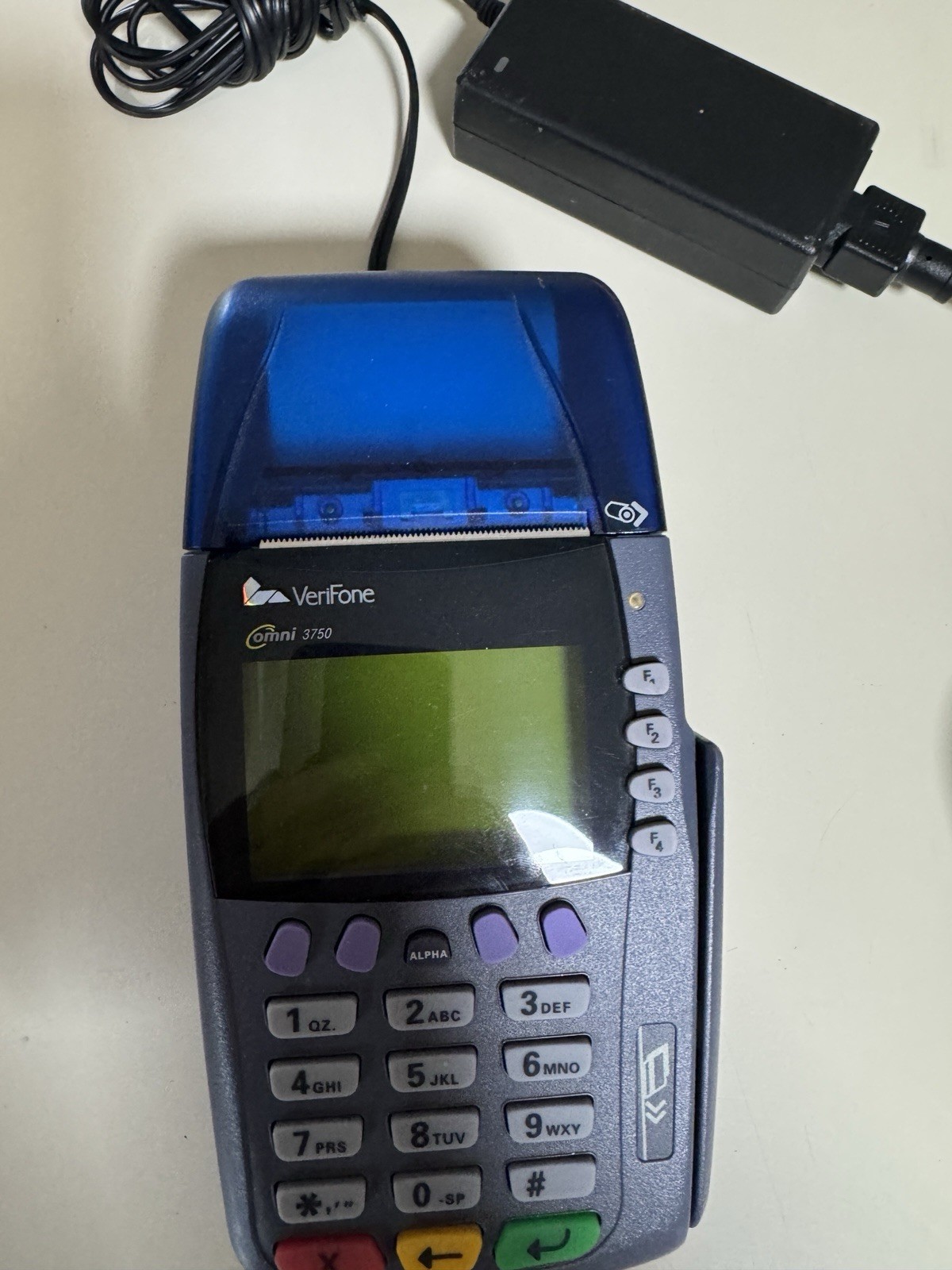 Verifone Omni 3750 Credit Card Terminal Receipt, Card Reader With Power Cord