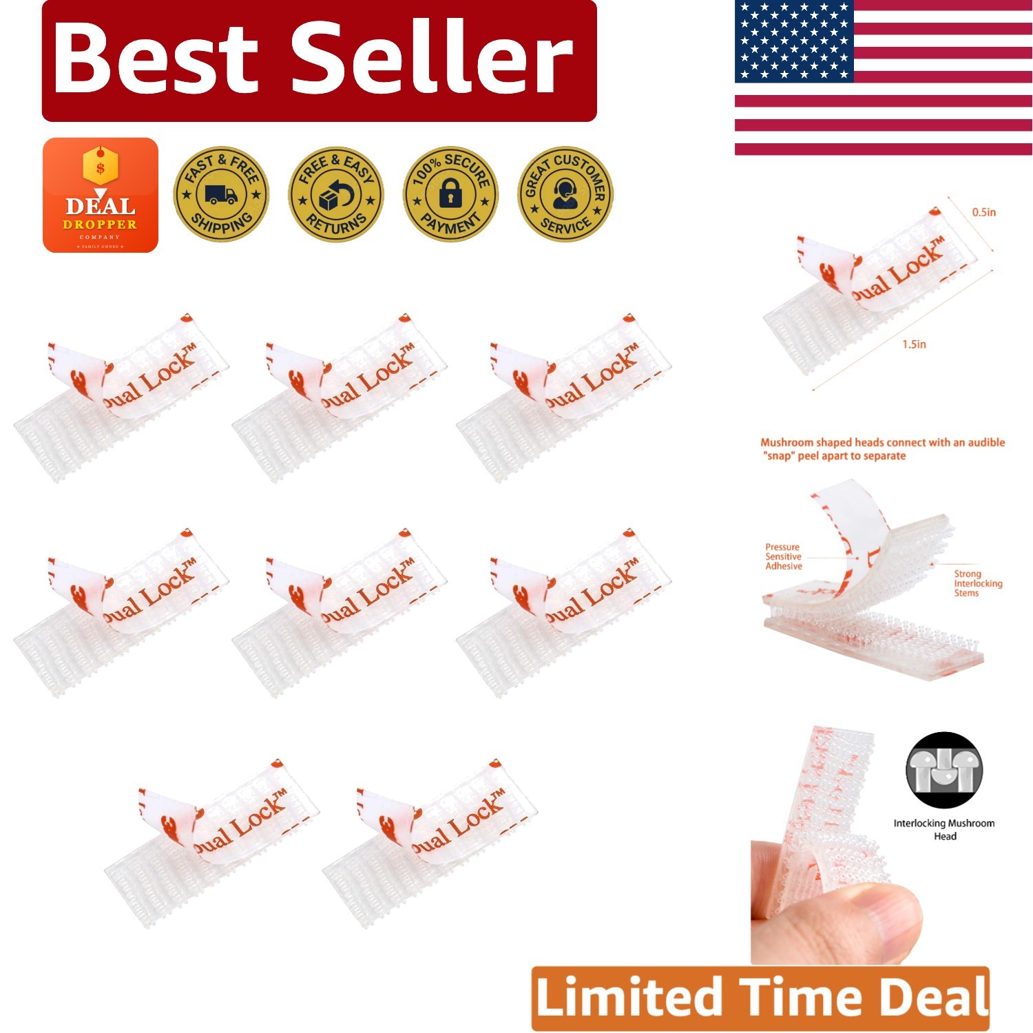 Reclosable Fastener Kit for EZ Pass – 8 High-Performance Acrylic Adhesive Strips