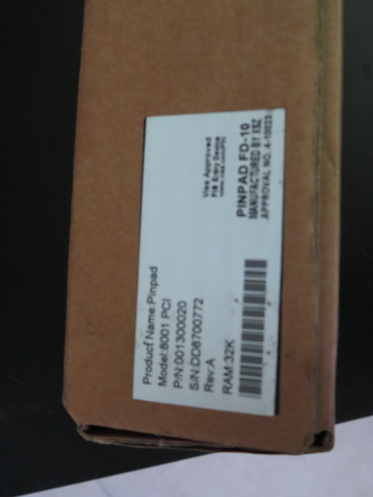 FIRST DATA FD-10 Pin Pad(Serial Port Connection 8001-PCI New