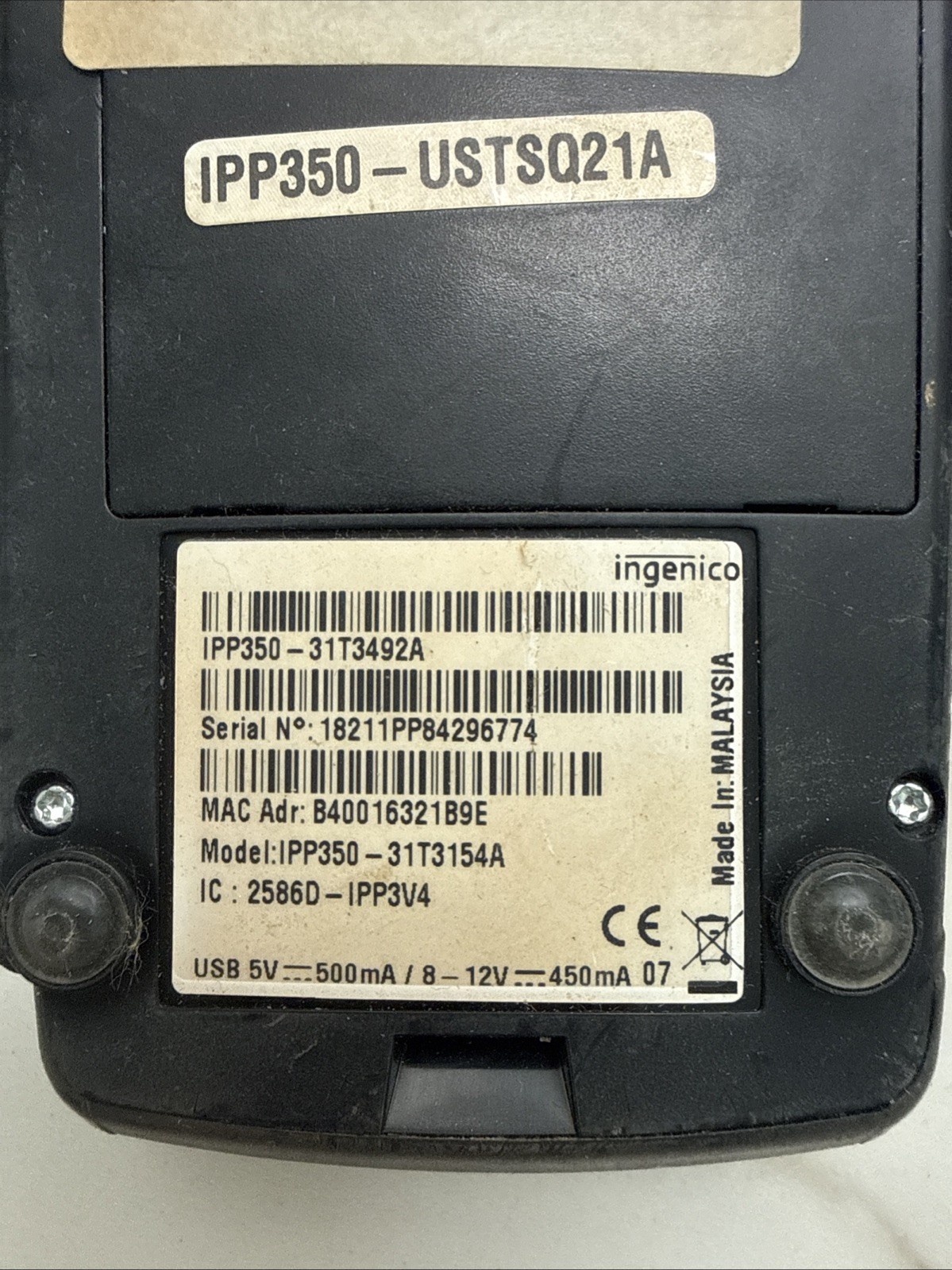 Ingenico IPP350 USB Credit Card Terminal IPP350-USTSQ21A Great Used Condition $$
