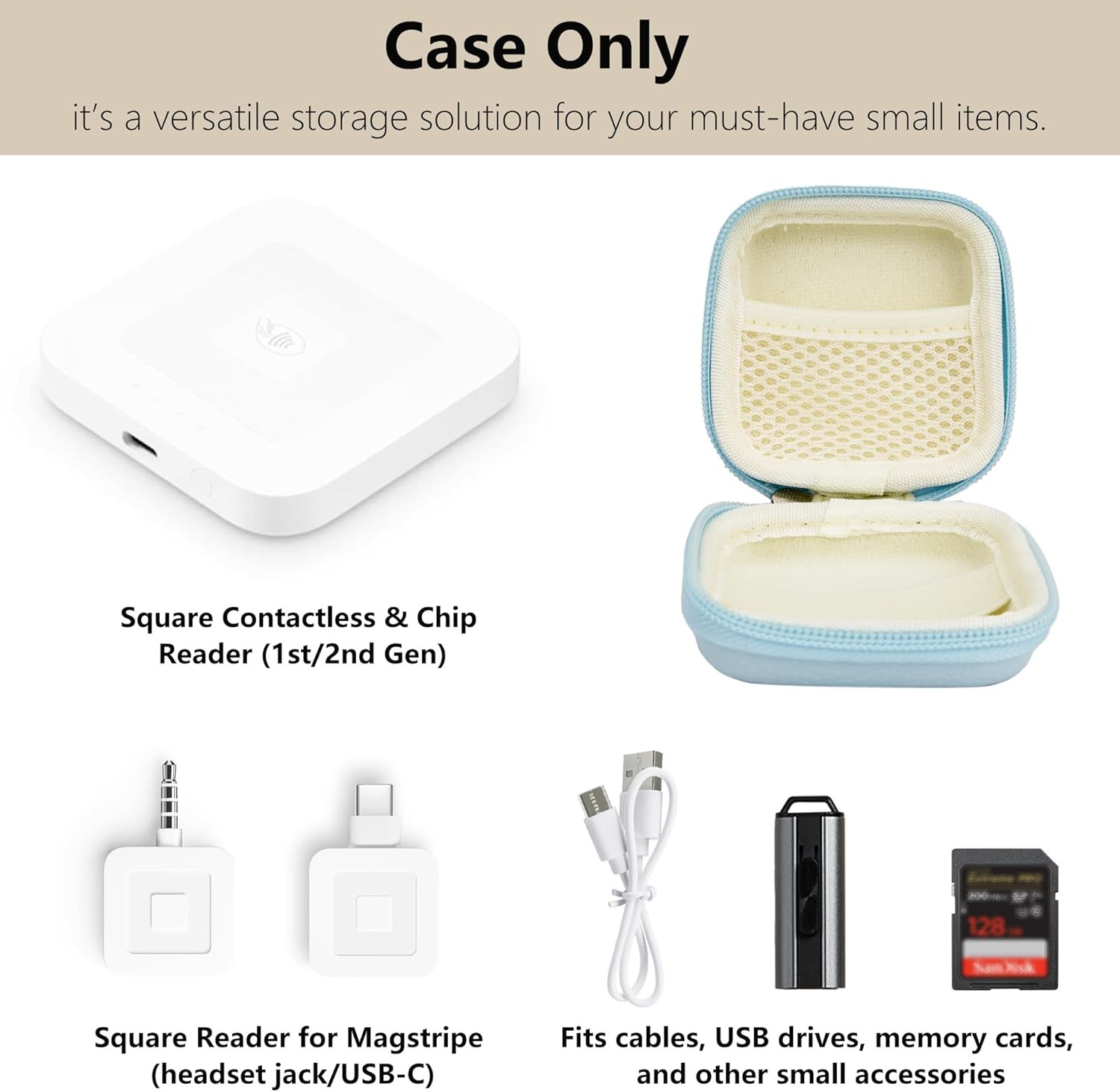 Card Reader Case for Square Contactless & Chip Reader (1St/2Nd Gen), Mini Hard S