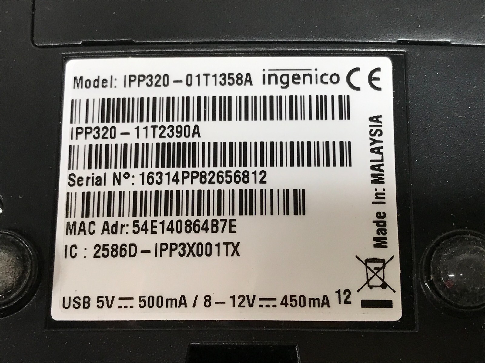 Ingenico iPP320 Payment Terminal IPP320-01T1358A Great Condition