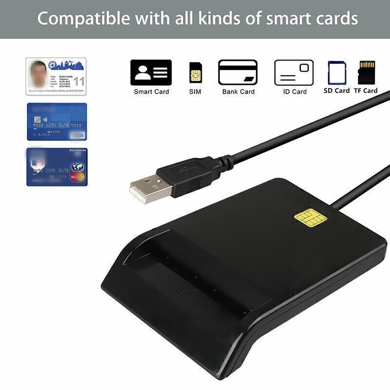 USB Smart Card Reader for Bank Card CAC Government ID Chip Card Read Information