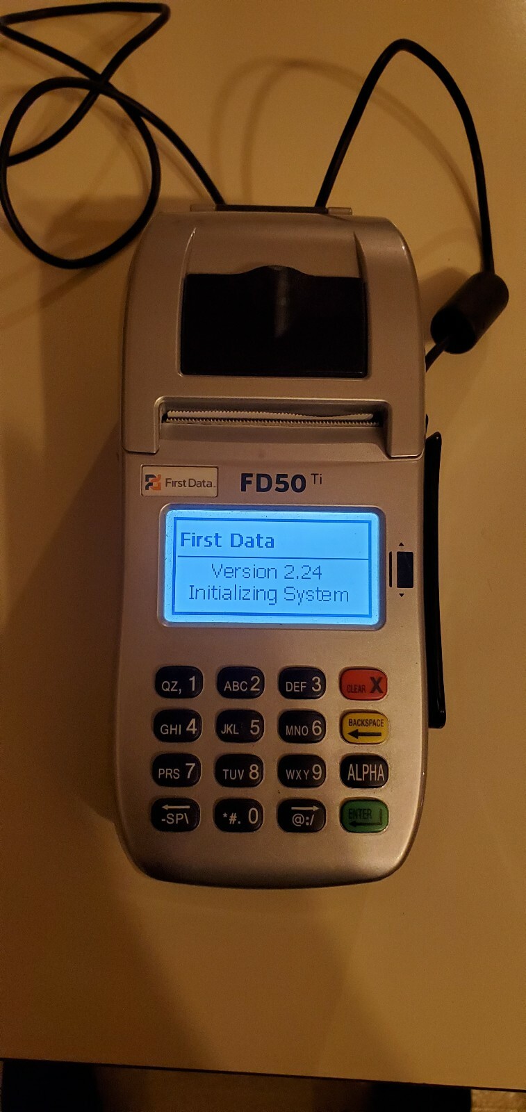 FIRST DATA FD50Ti CREDIT CARD TERMINAL WITH POWER ADAPTER + 1 Roll Working