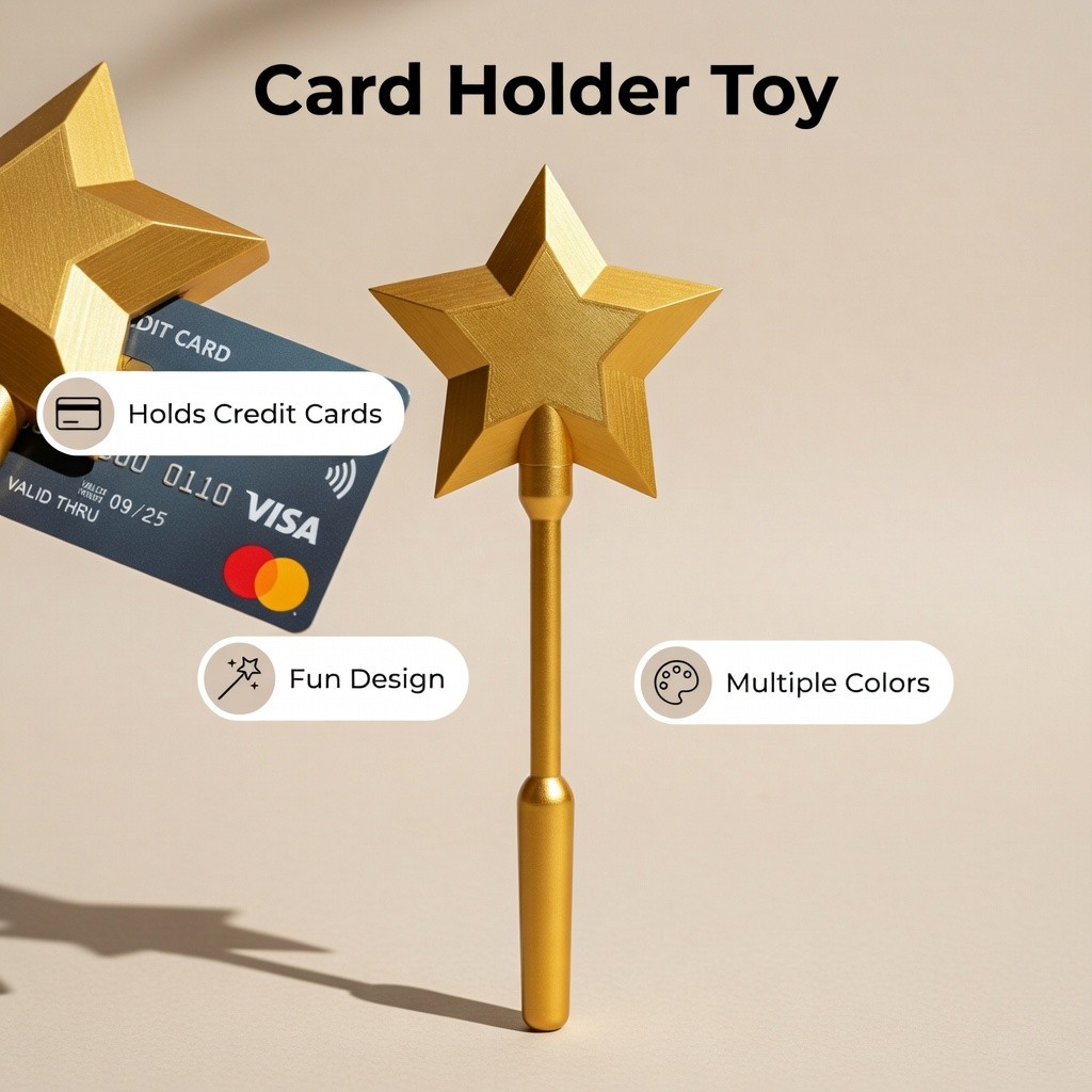Custom 3D printed Credit Card Wand (GOLD W/ PINK TOP)