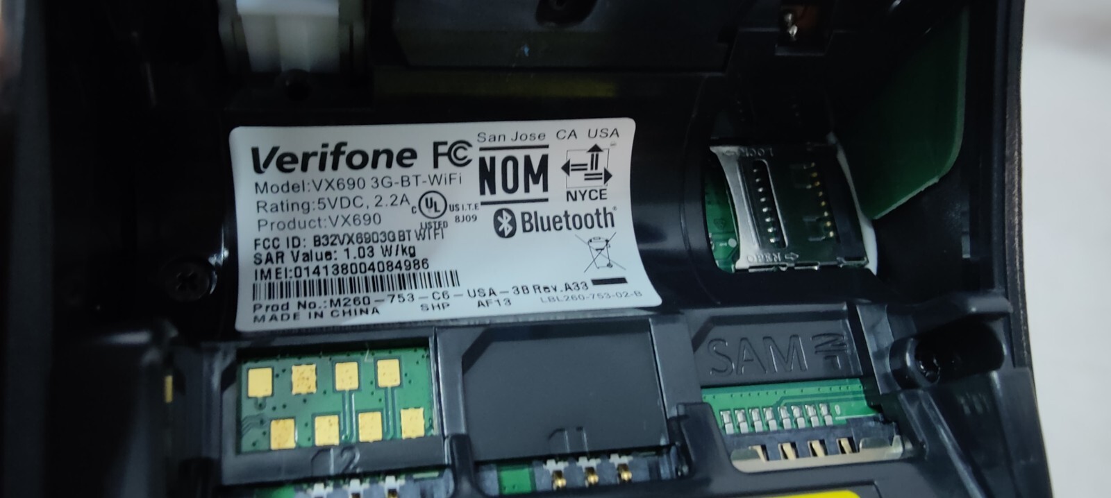 Verifone VX690 3G BT/WIFI USA 192M SC STD keypad 40MM CTLS M260-753-C6-USA-3B